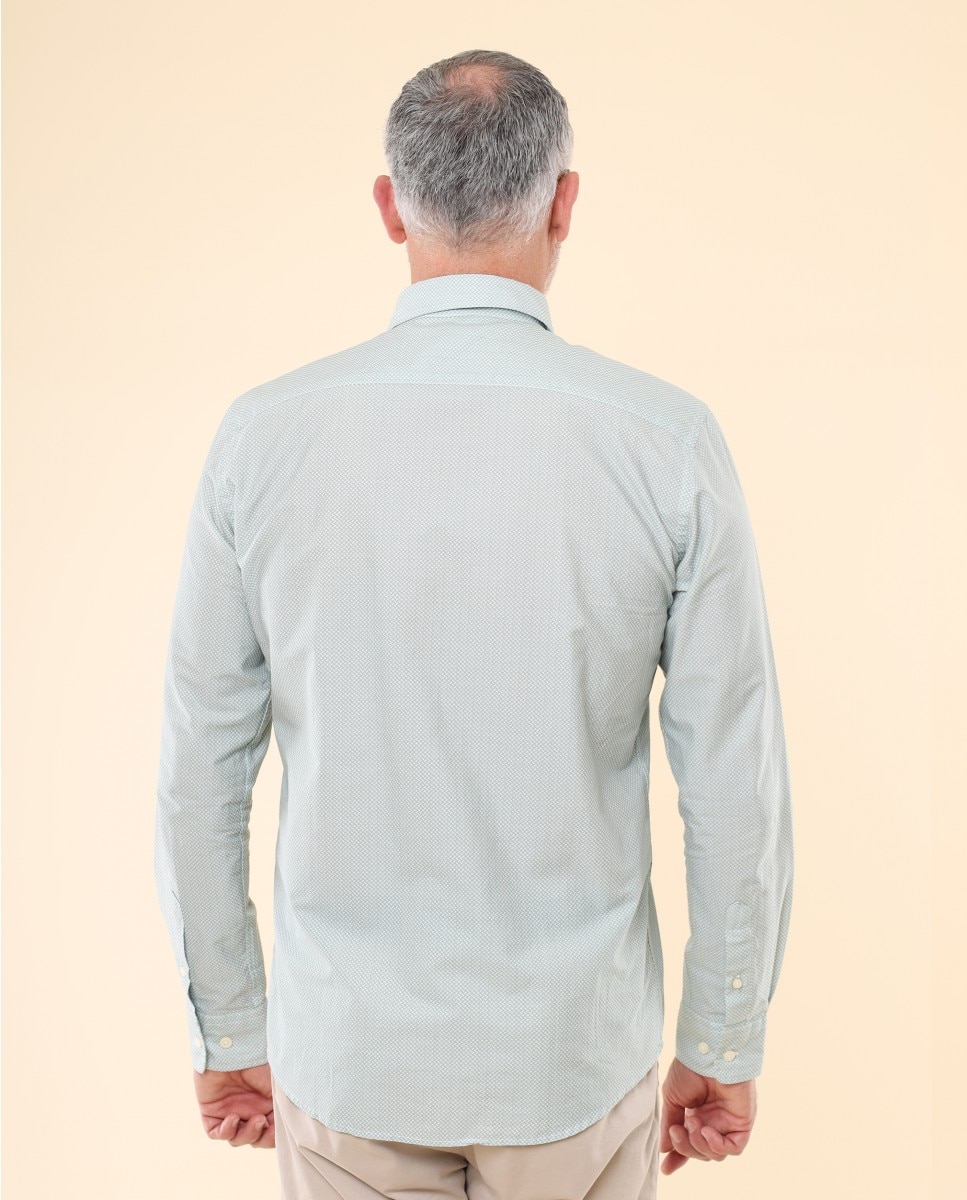 Camisa Casual Algodão Soft Slim com Desenho em Verde-claro Verde-claro-2
