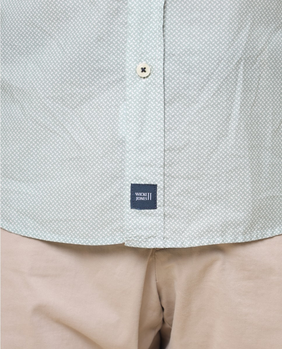 Camisa Casual Algodão Soft Slim com Desenho em Verde-claro Verde-claro-5