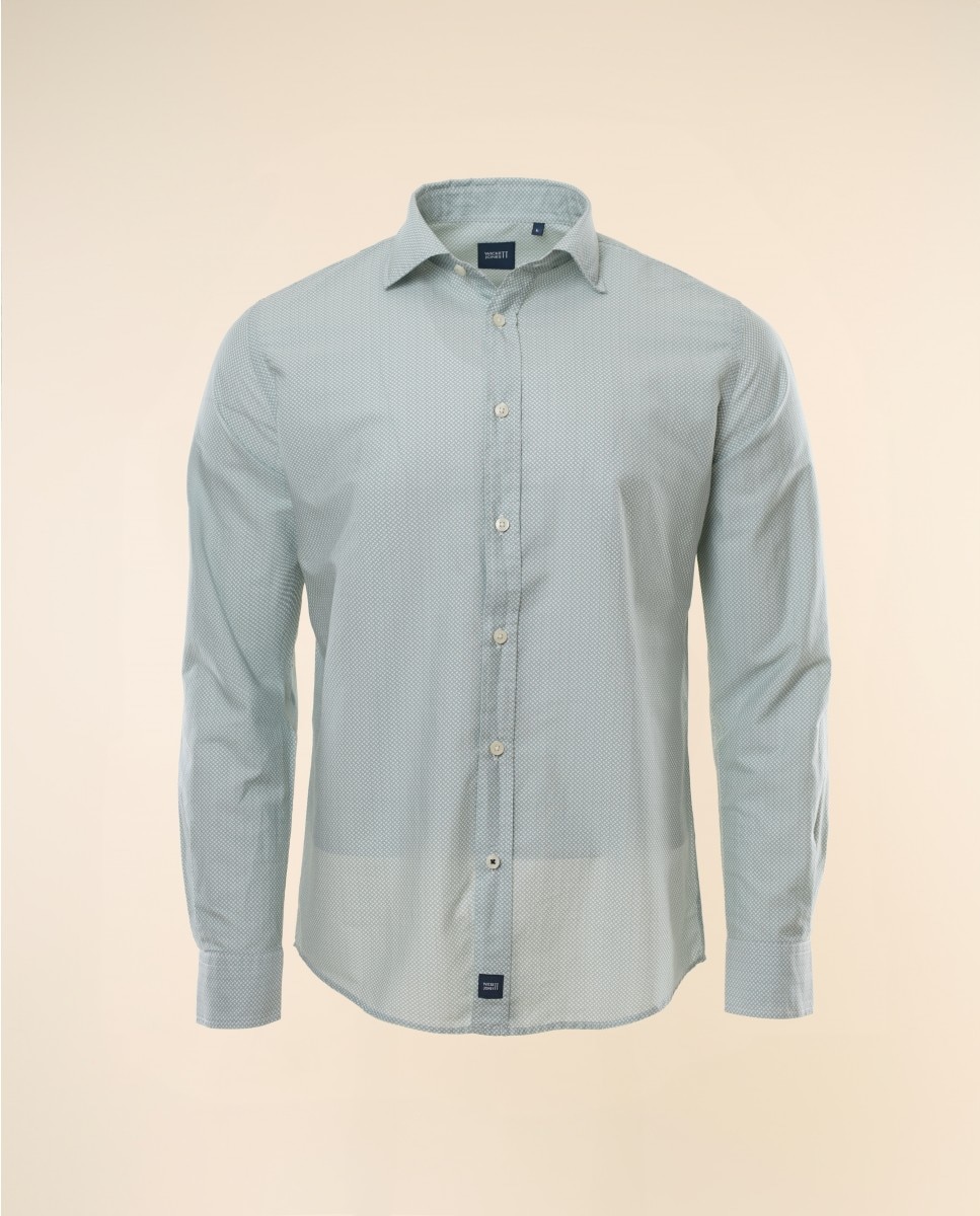 Camisa Casual Algodão Soft Slim com Desenho em Verde-claro Verde-claro-6