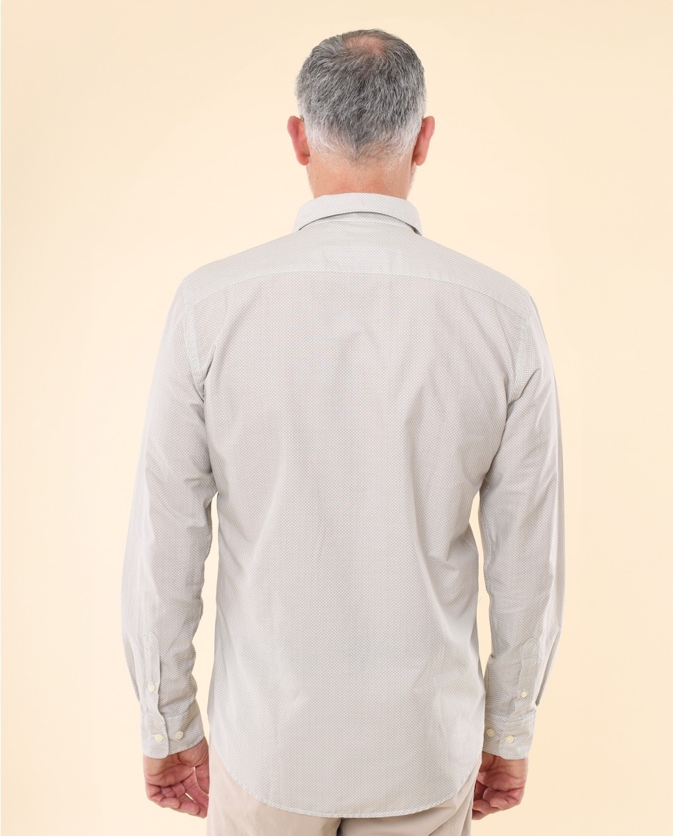 Camisa Casual Algodão Soft Slim com Desenho em Cinzento-claro Cinzento-claro-2