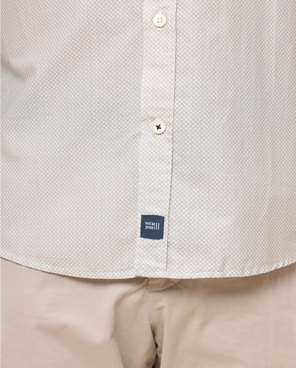 Camisa Casual Algodão Soft Slim com Desenho em Cinzento-claro Cinzento-claro-4