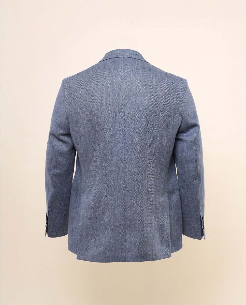 Blazer Regular em Espiga em Azul Azul-2