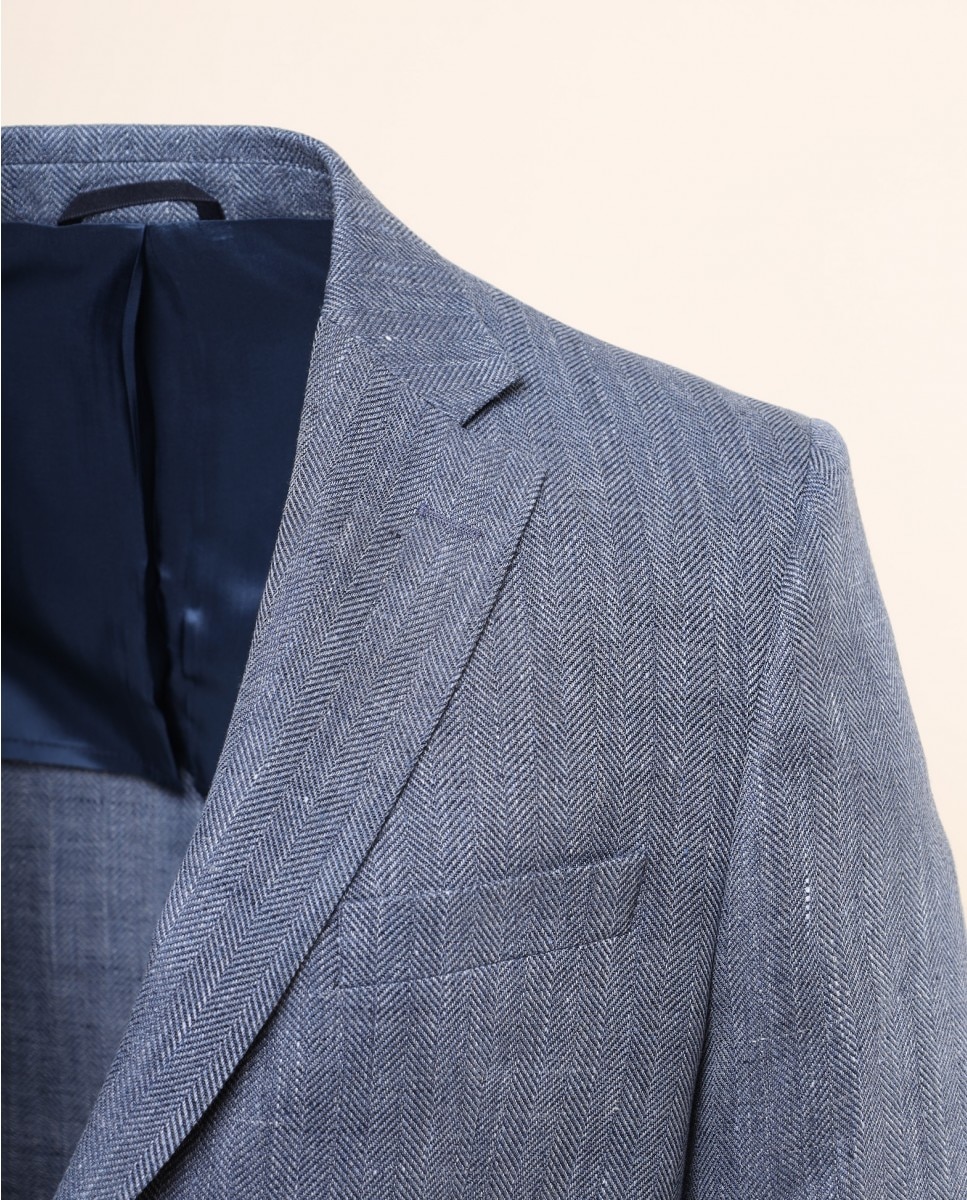 Blazer Regular em Espiga em Azul Azul-3