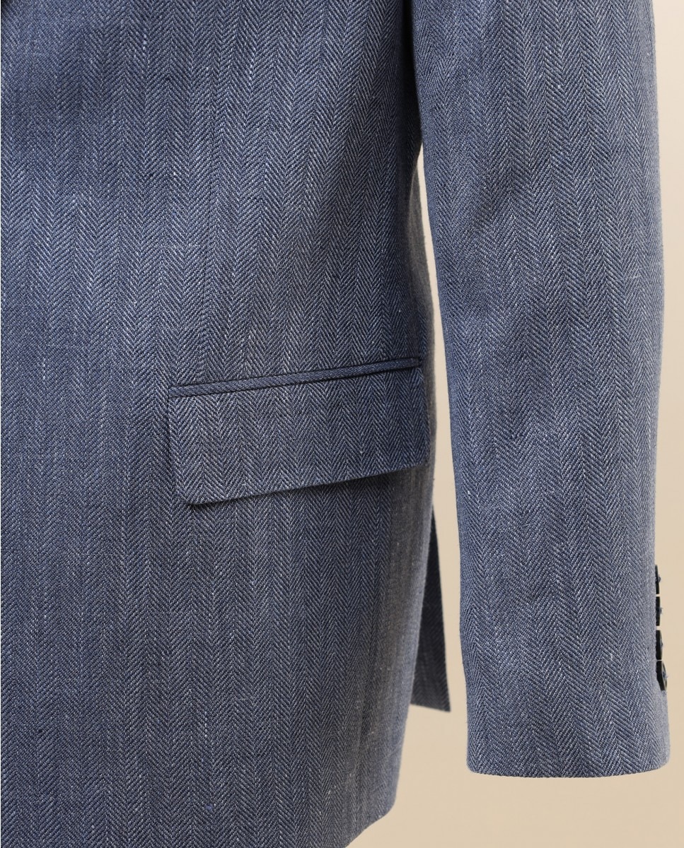 Blazer Regular em Espiga em Azul Azul-4