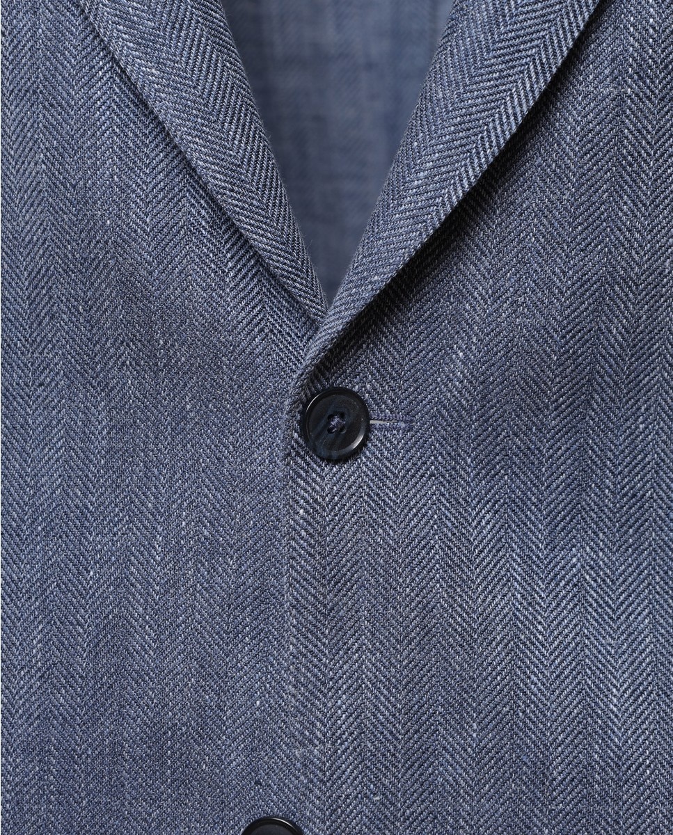 Blazer Regular em Espiga em Azul Azul-5