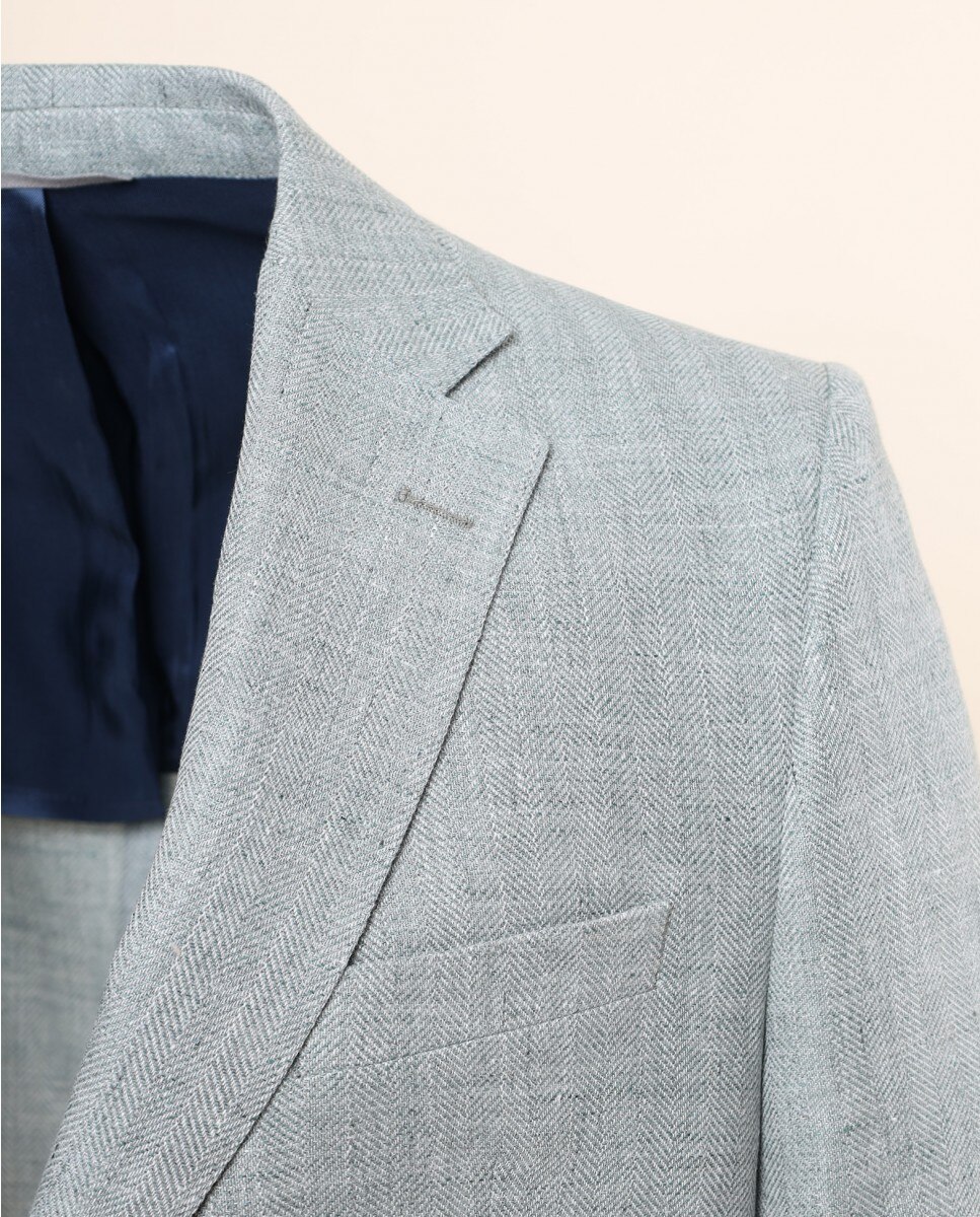 Blazer Regular em Espiga em Verde-claro Verde-claro-3