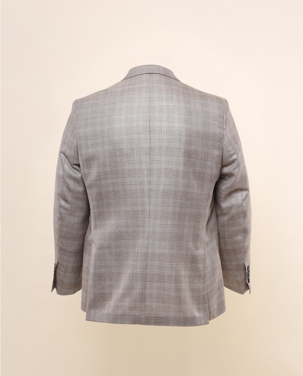 Blazer Regular Príncipe de Gales em Bege-escuro Bege-2