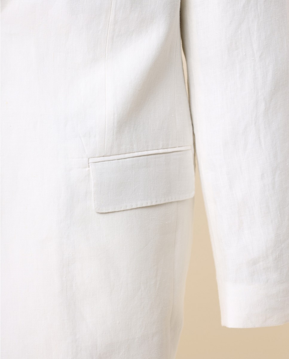 Blazer Regular Liso em Branco Branco-4