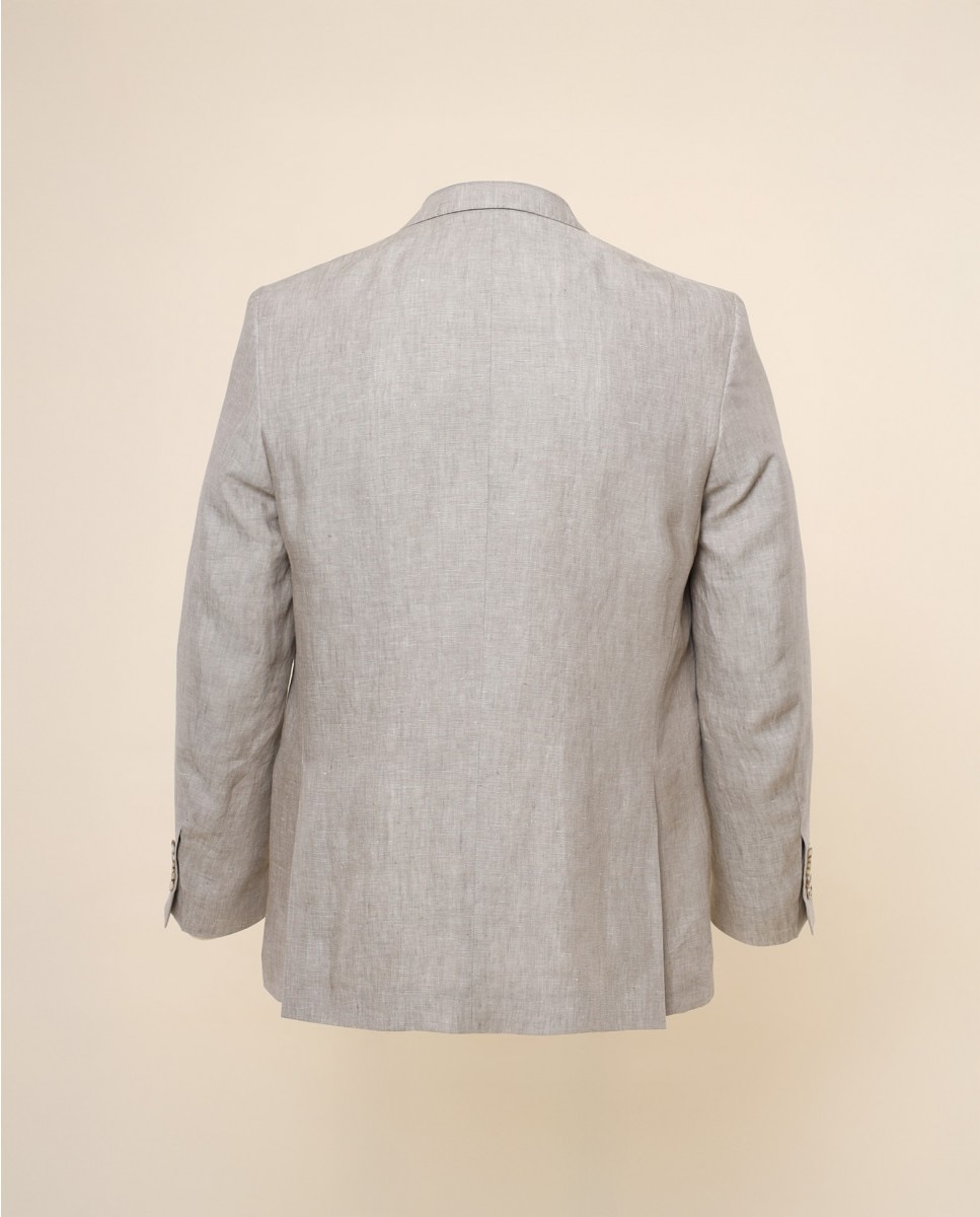 Blazer Trespassado Duplo Regular Liso em Bege-claro Bege-2
