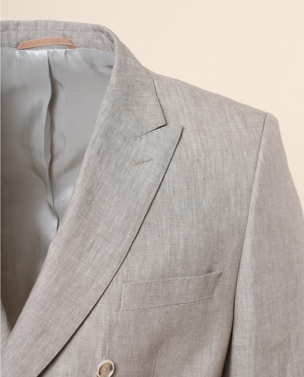Blazer Trespassado Duplo Regular Liso em Bege-claro Bege-3