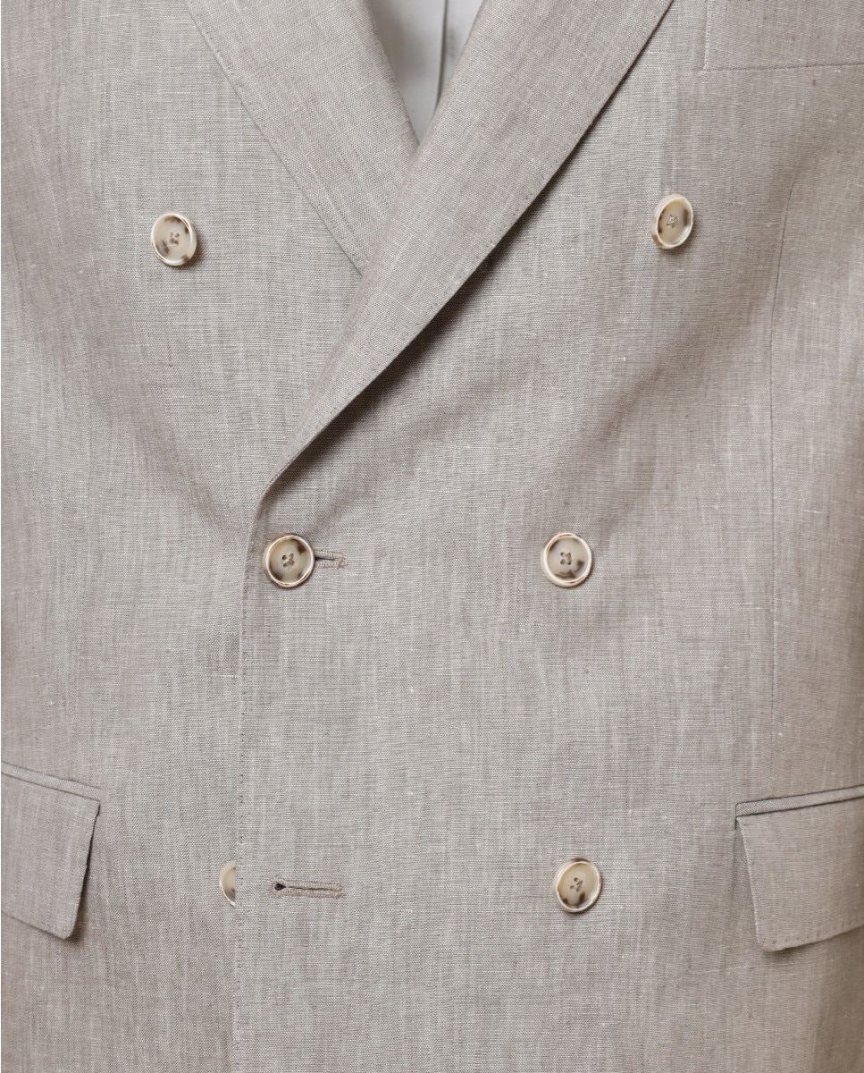 Blazer Trespassado Duplo Regular Liso em Bege-claro Bege-5