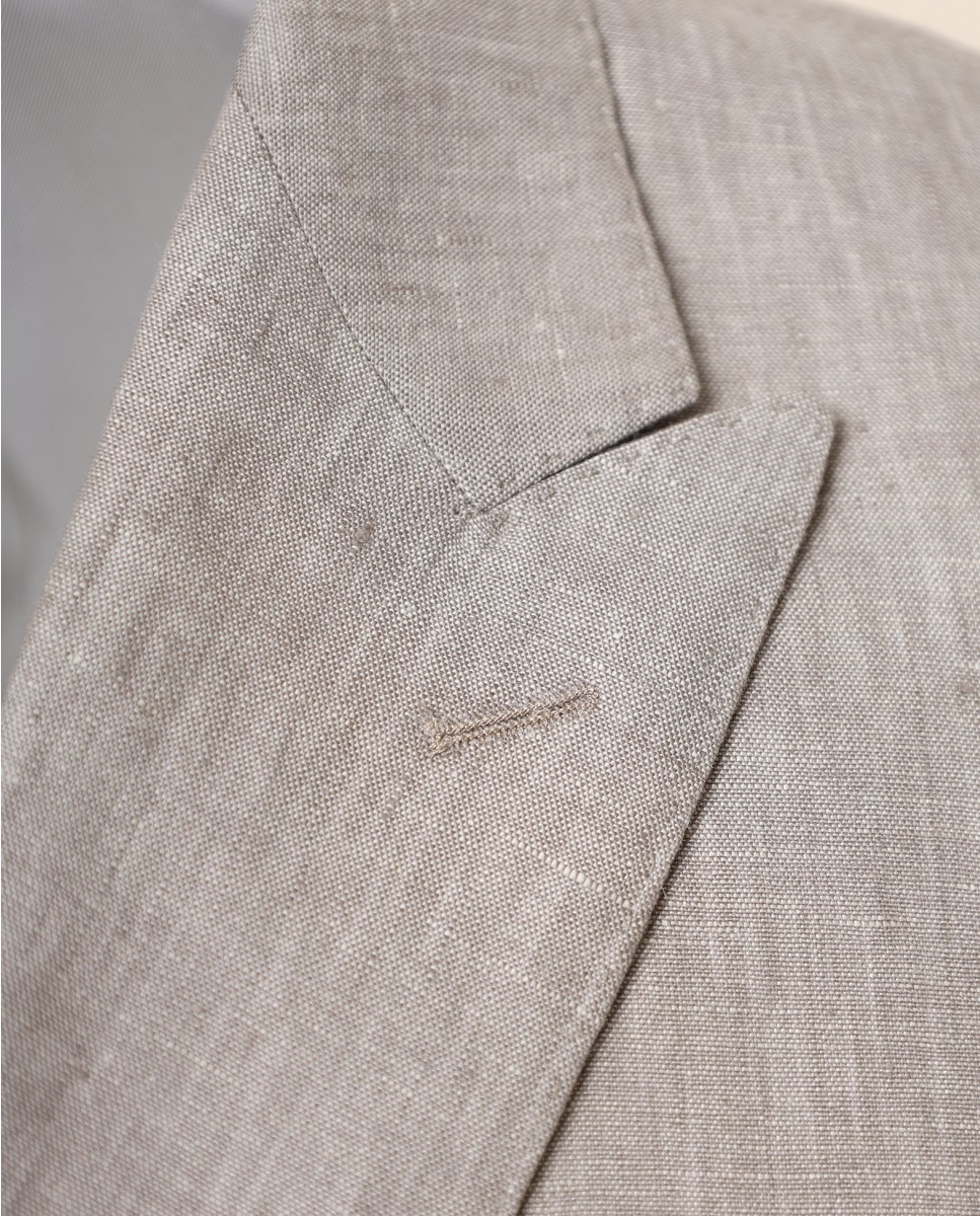 Blazer Trespassado Duplo Regular Liso em Bege-claro Bege-6