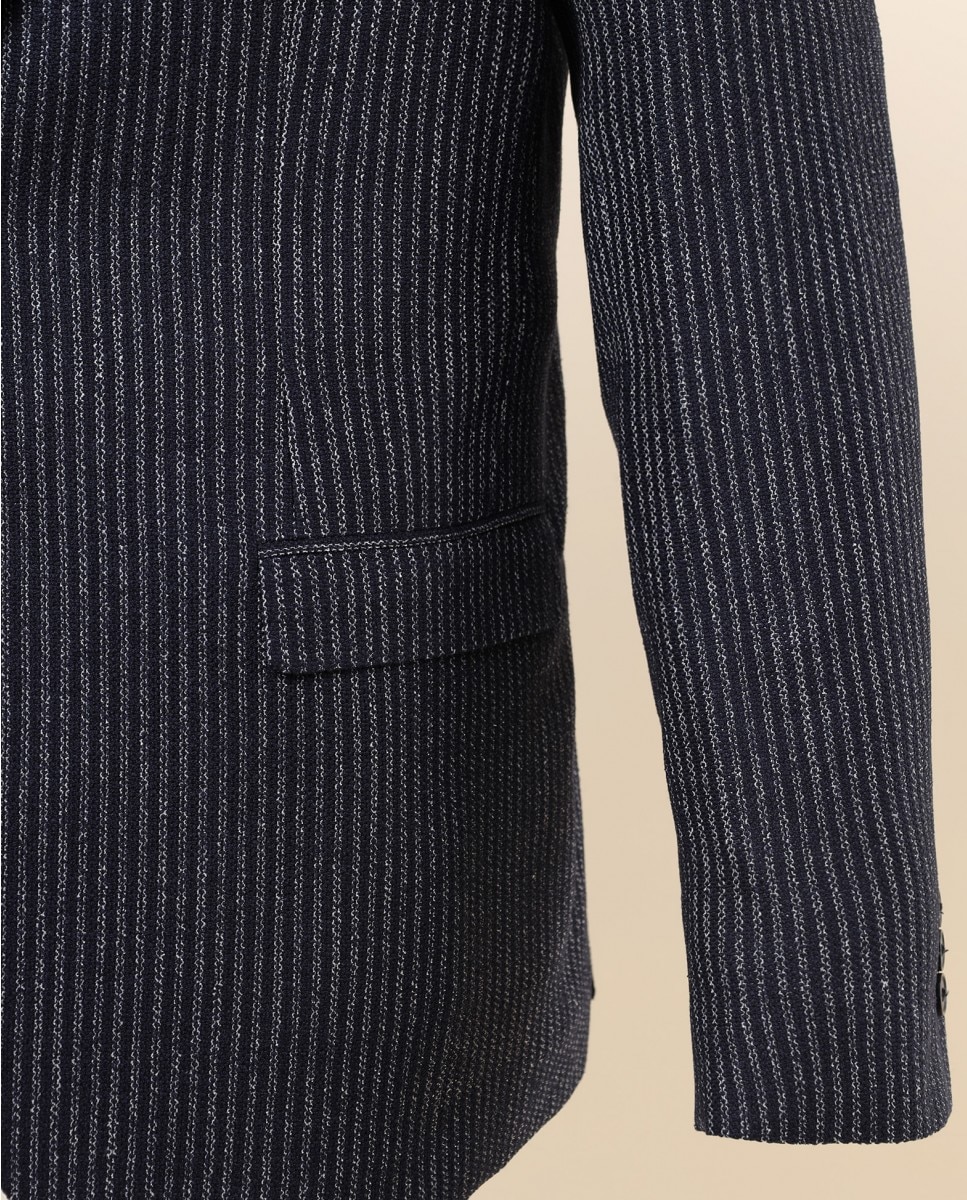 Blazer Regular Liso em Azul-escuro Azul-marinho-4