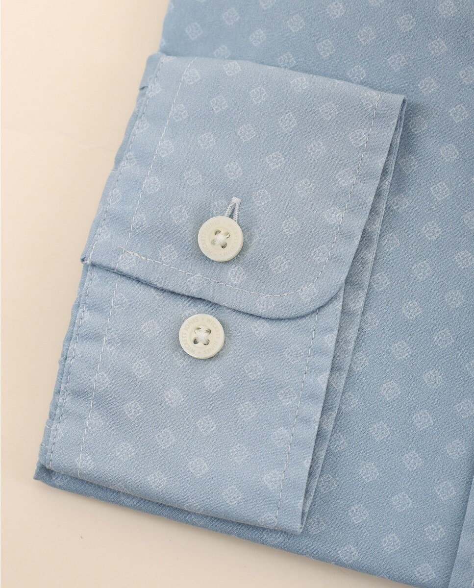 Camisa Casual Algodão Soft Slim de Cornucopias em Azul-claro Azul-claro-3