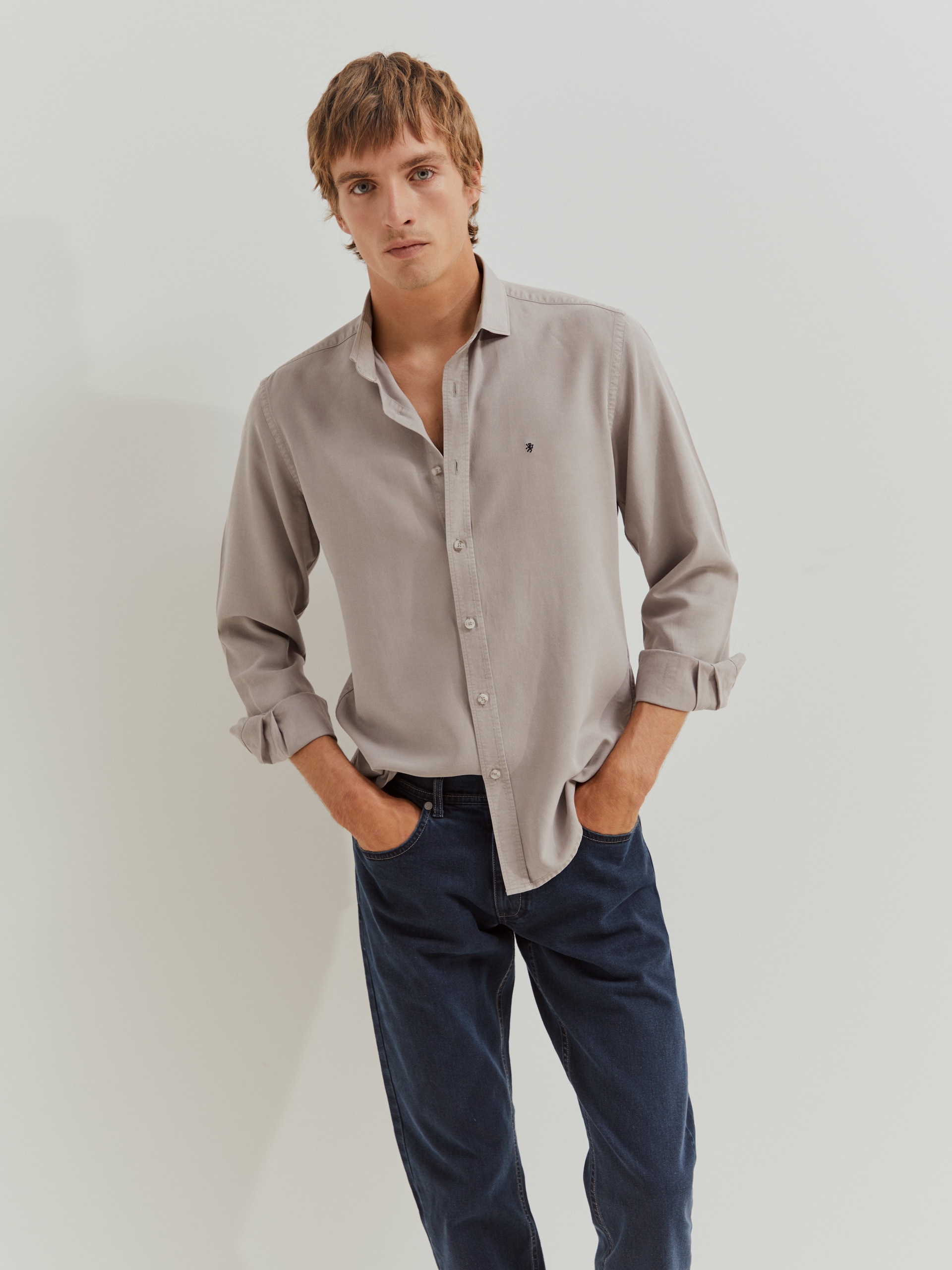 Calças Jeans com Corte Regular Fit em Azul Azul-marinho-2