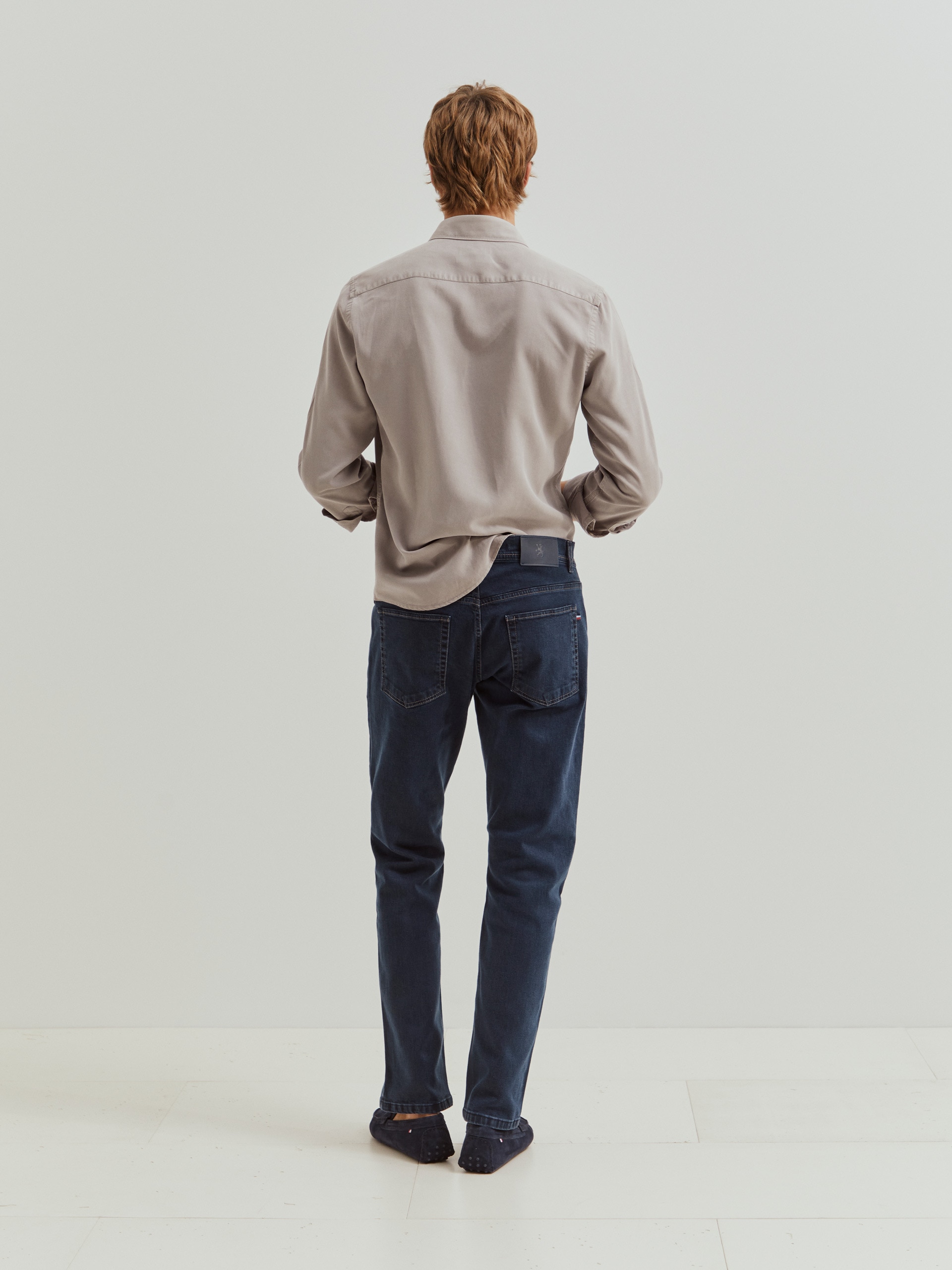 Calças Jeans com Corte Regular Fit em Azul Azul-marinho-3