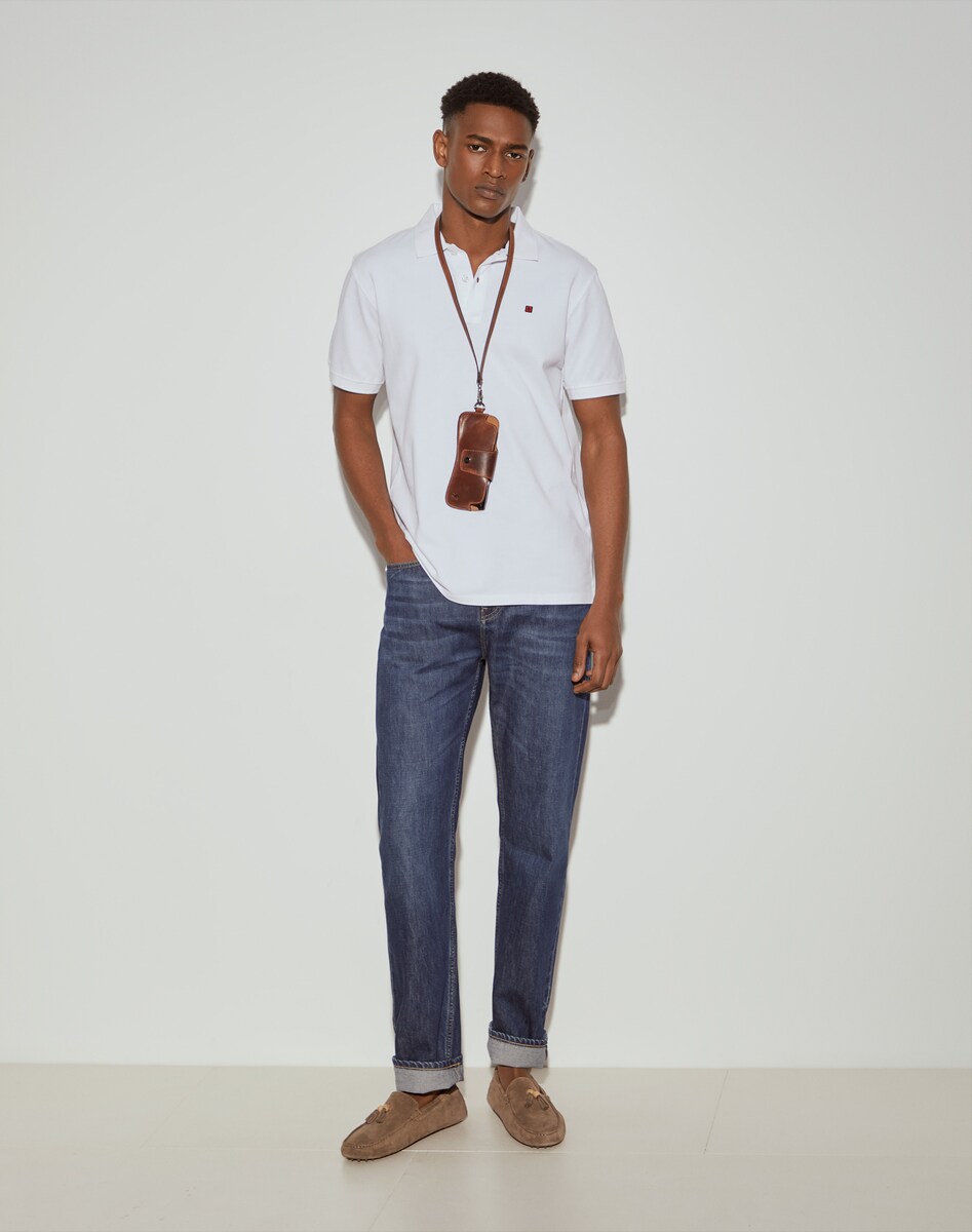 Polo Piqué em Algodão Regular Fit Branco-1