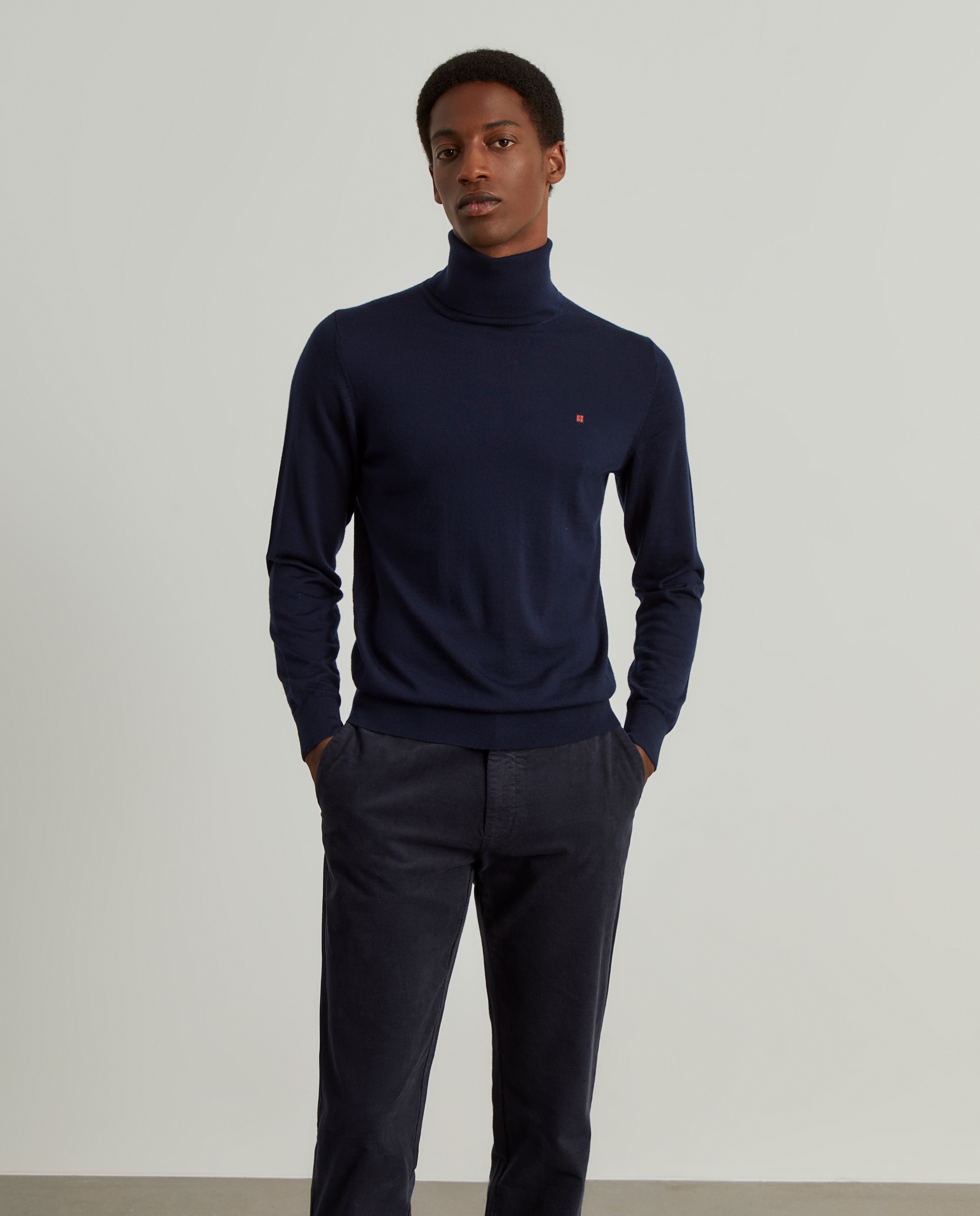 Imagem 0 de Camisola de Gola Alta 100% Lã Merino em Marinho