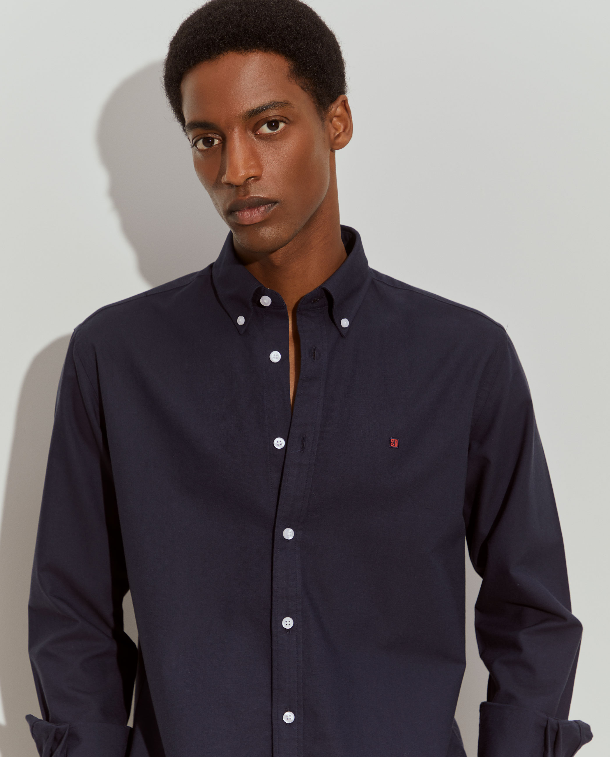 Camisa Oxford de Algodão Regular Fit Azul-escuro-2