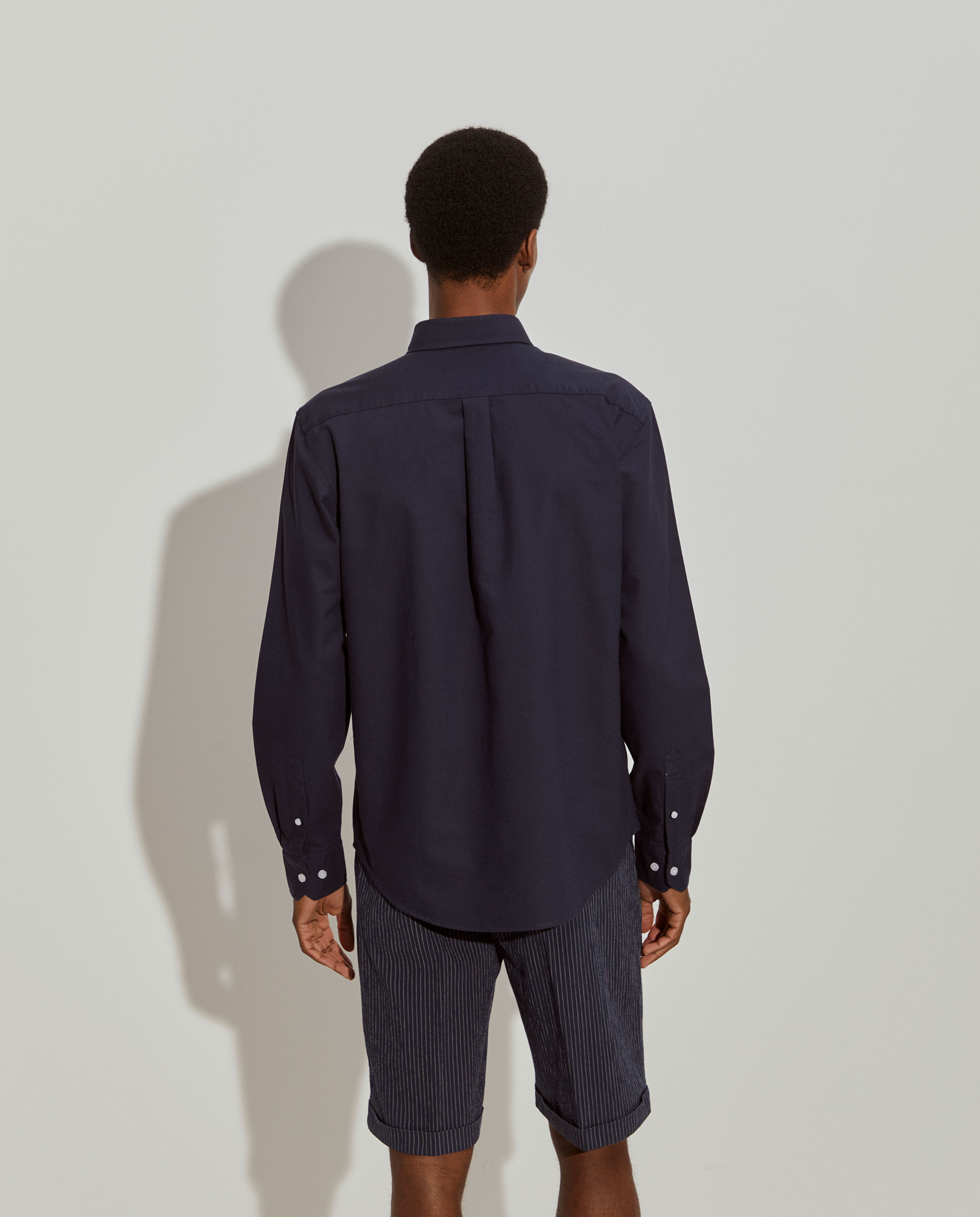 Camisa Oxford de Algodão Regular Fit Azul-escuro-3