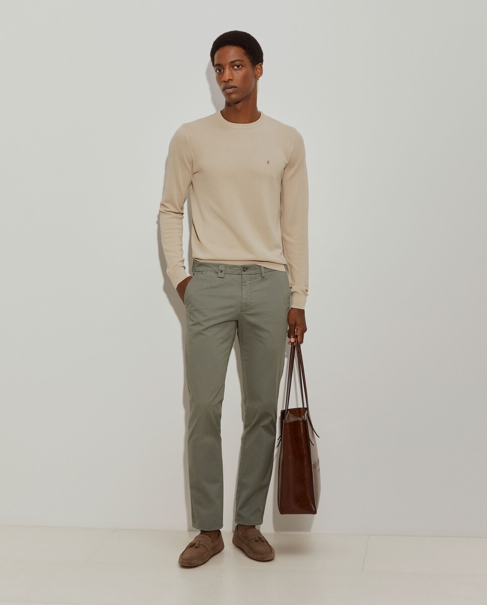 Calças Chino Slim Fit Lisas Verde-1