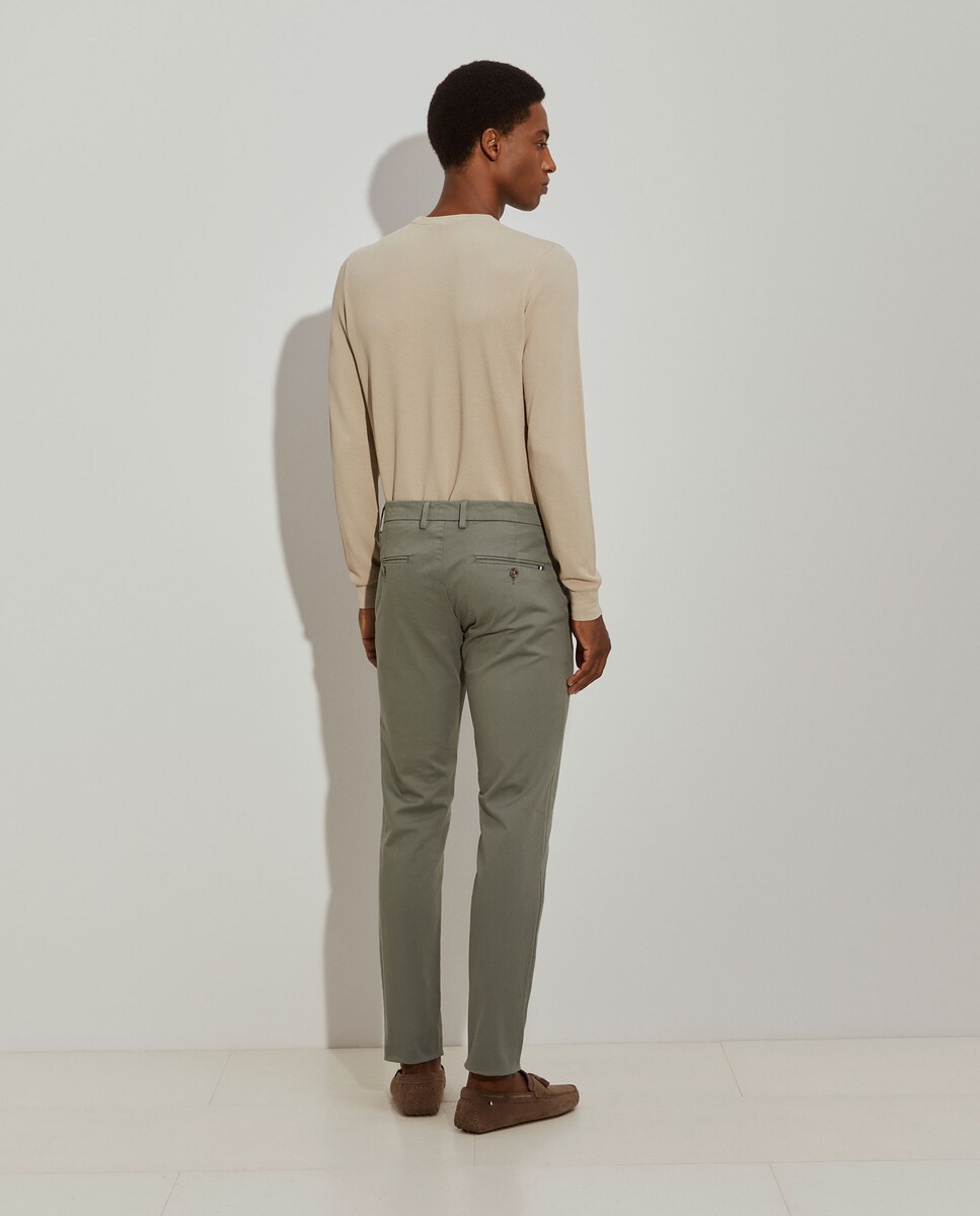 Calças Chino Slim Fit Lisas Verde-3