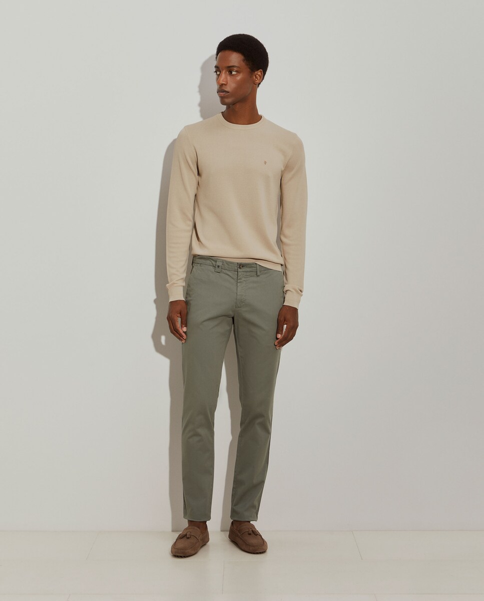 Calças Chino Slim Fit Lisas Verde-4
