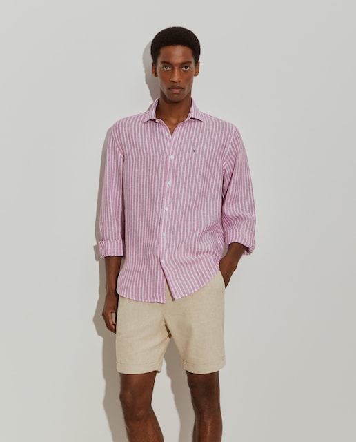 Imagem 0 de Camisa de Linho Regular Fit às Riscas