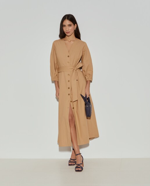 Imagem 0 de Vestido Tipo Camisa Midi com Cinto
