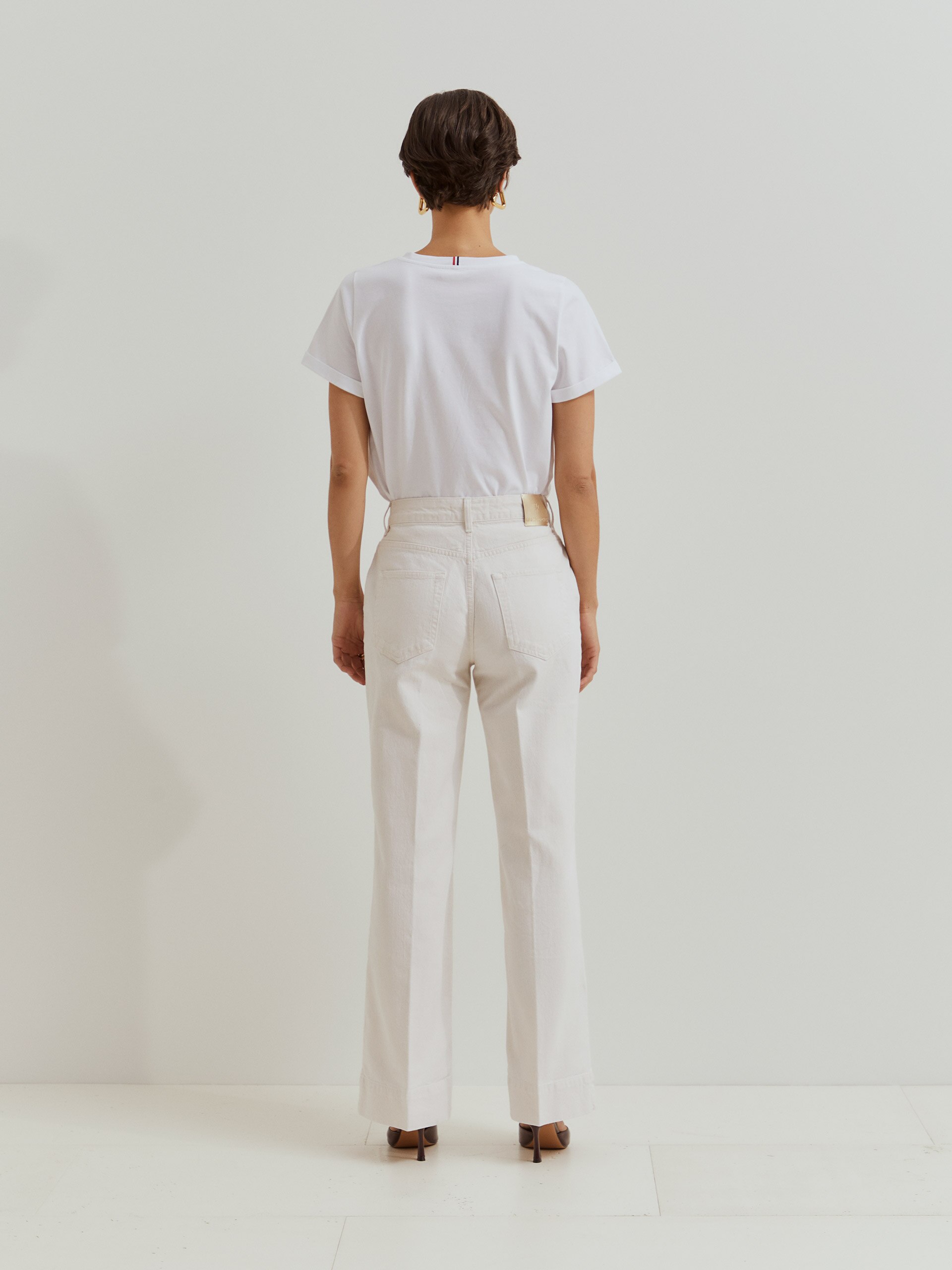 Calças Largas em Jeans Creme-3