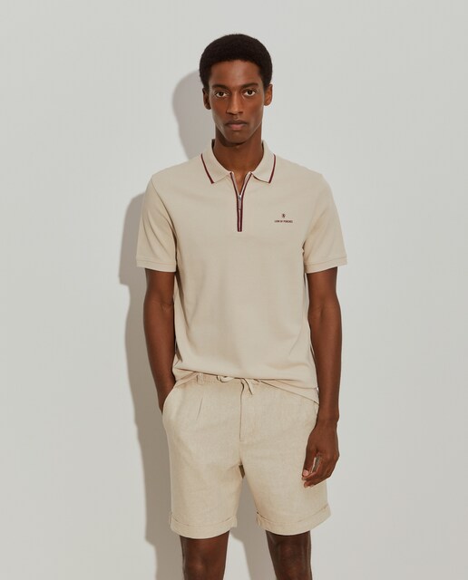 Imagem 0 de Polo Piqué Bicolor com Fecho Zip