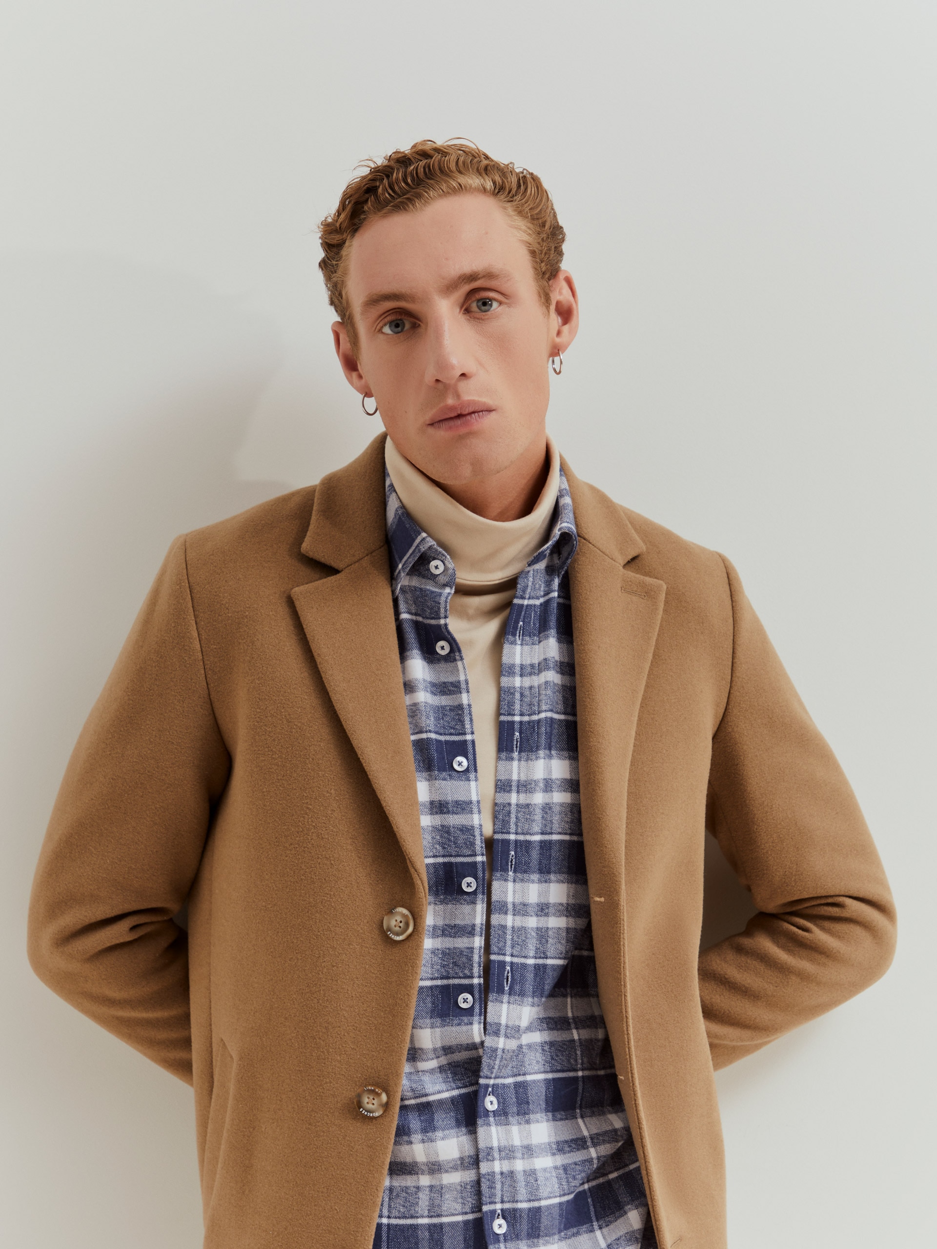 Sobretudo de Mescla de Lã Castanho-2