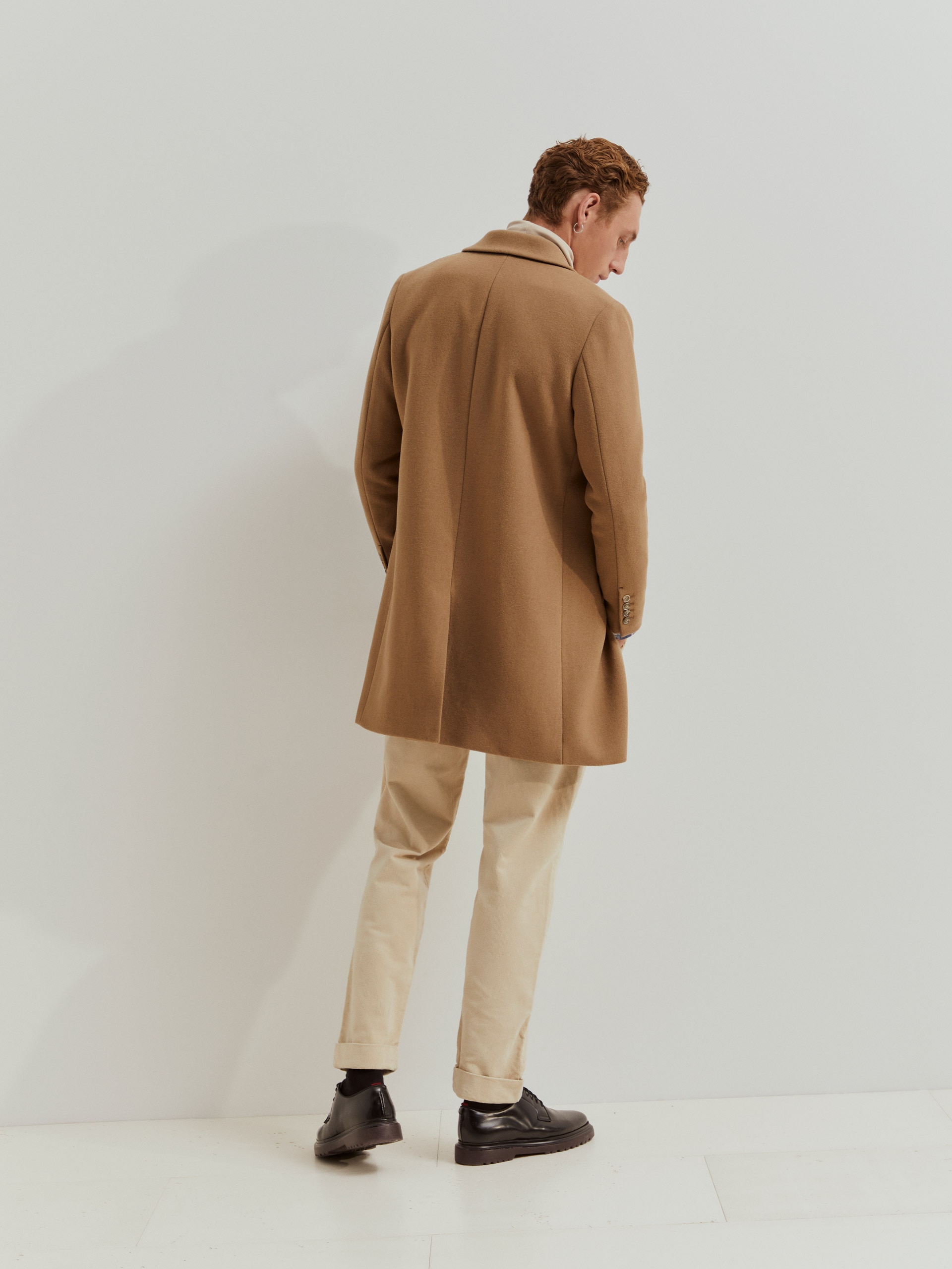 Sobretudo de Mescla de Lã Castanho-3