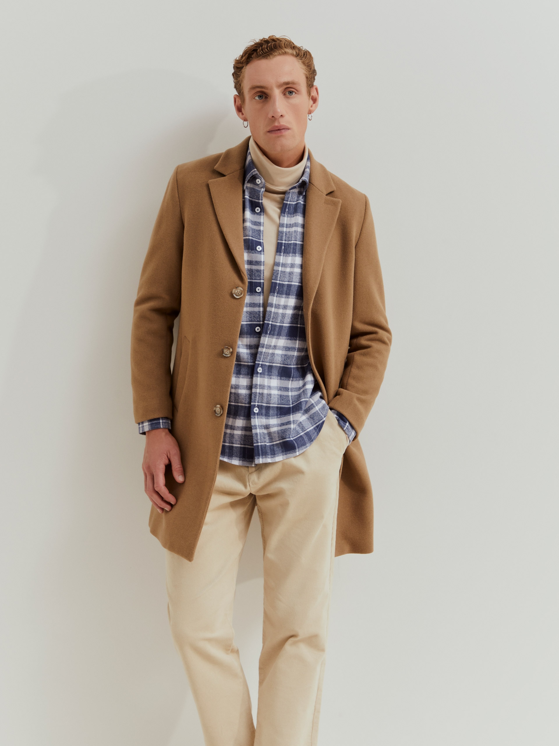 Sobretudo de Mescla de Lã Castanho-4