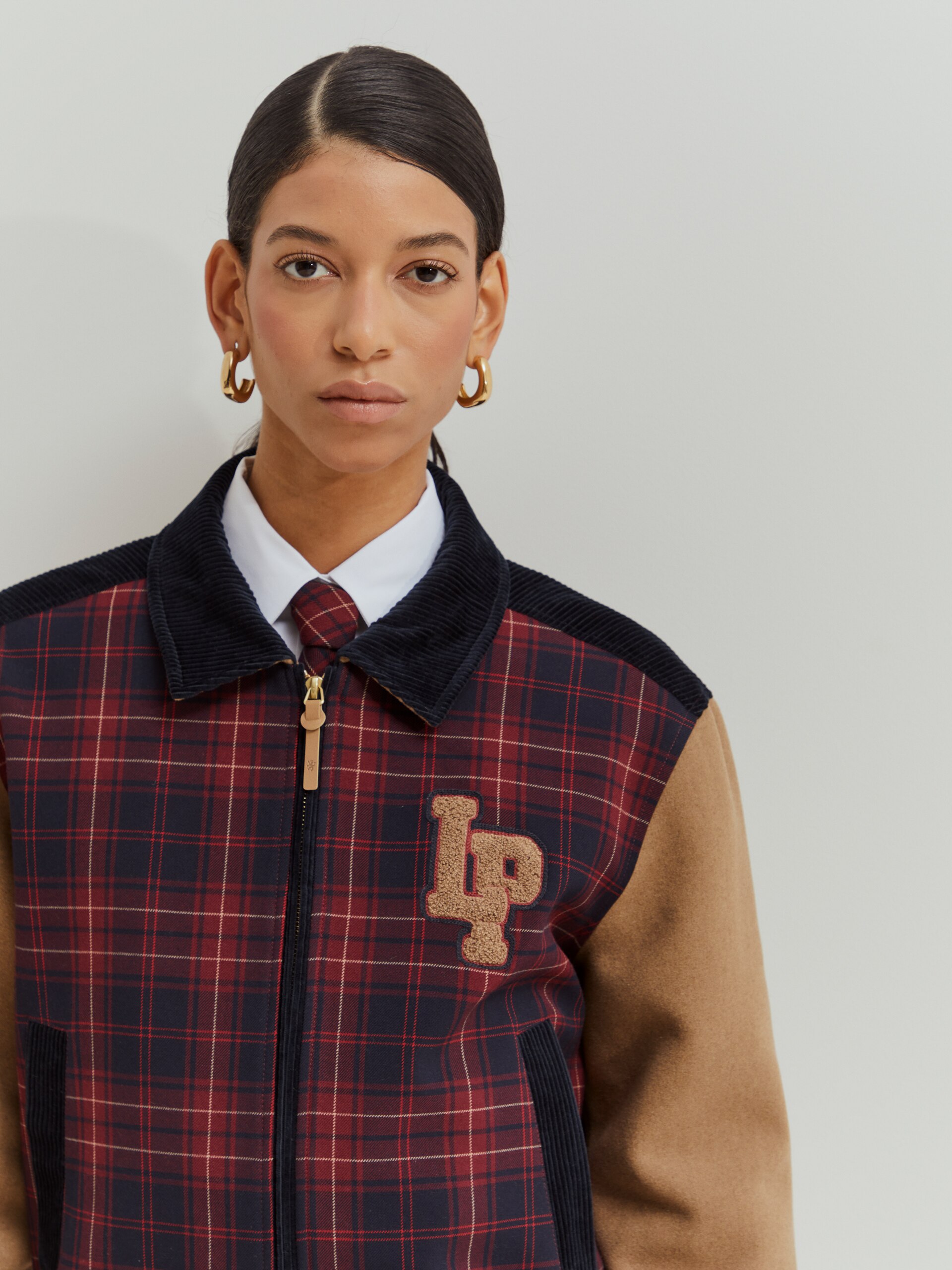 Blusão Bomber Aos Quadrados Azul-marinho-2