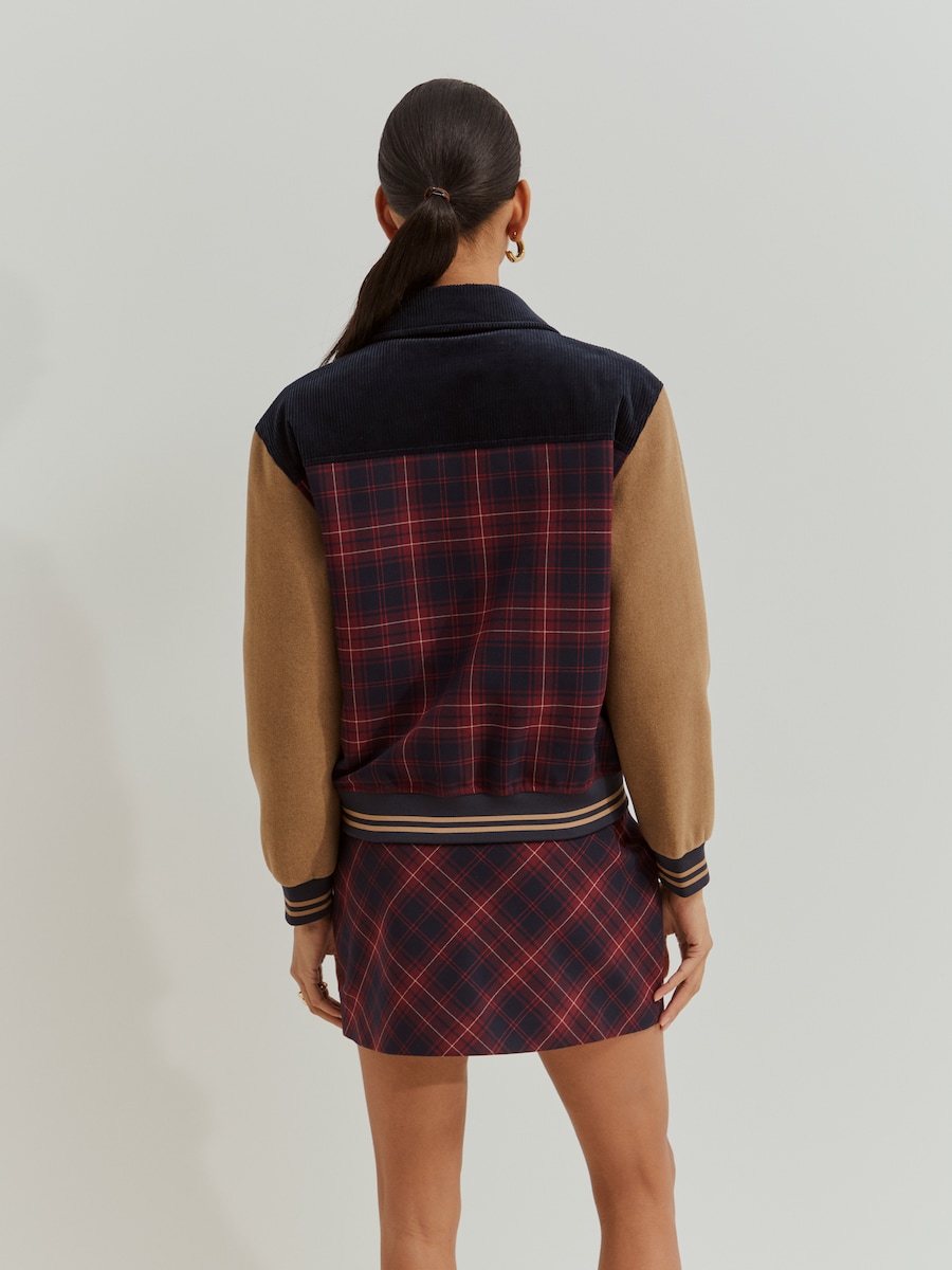 Blusão Bomber Aos Quadrados Azul-marinho-3