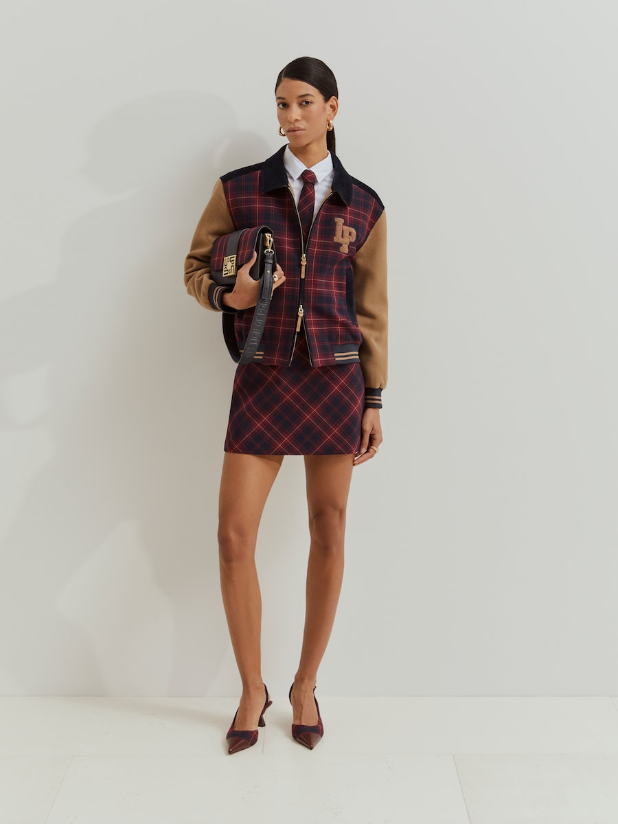 Blusão Bomber Aos Quadrados Azul-marinho-4