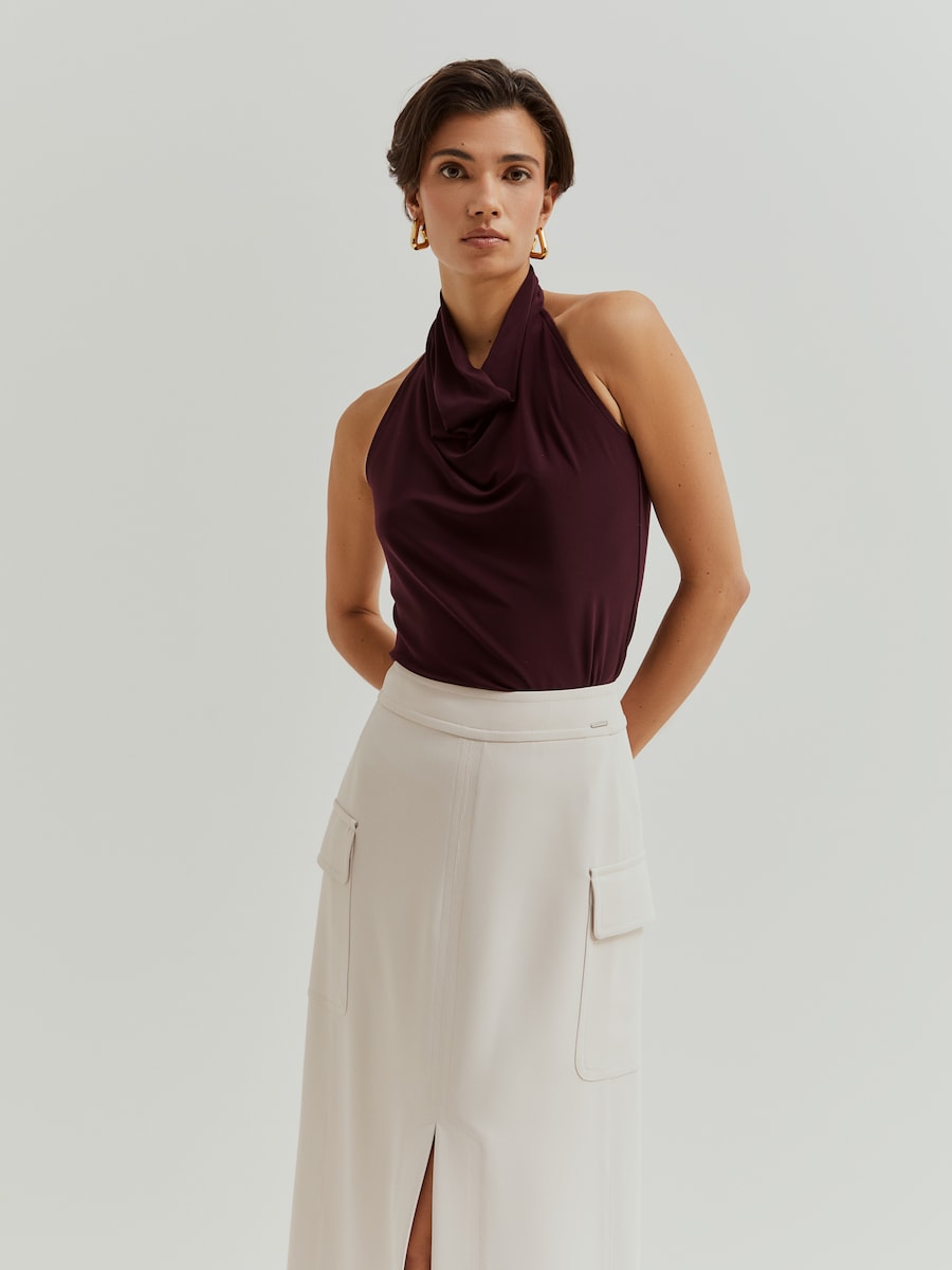 Saia Midi com Bolsos Cru-2