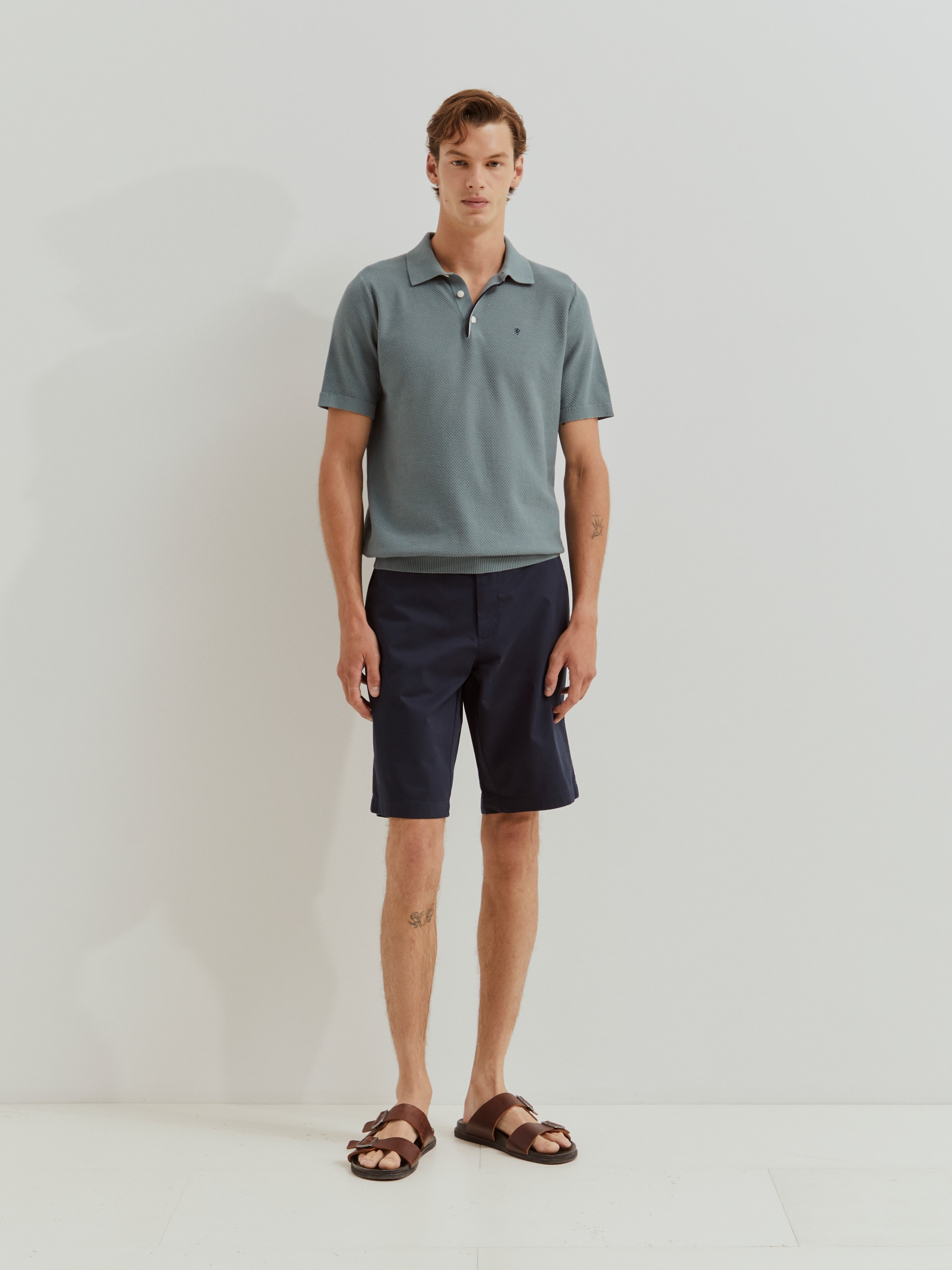 Bermudas de Algodão Azul-escuro-1