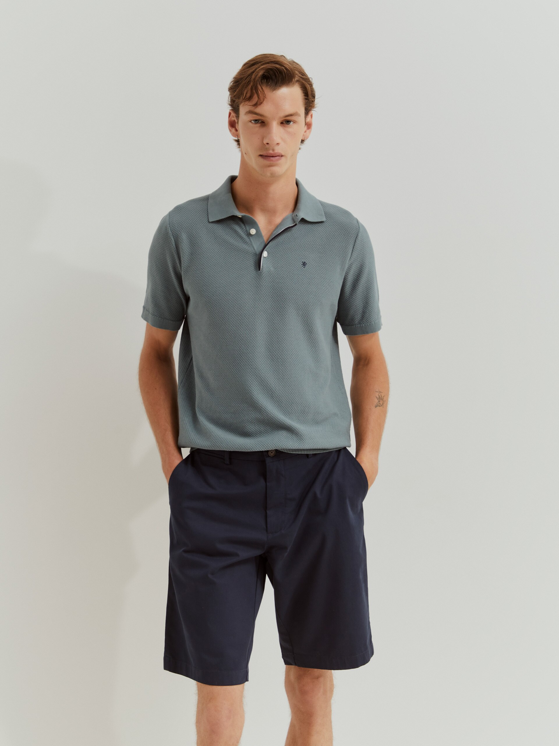 Bermudas de Algodão Azul-escuro-2