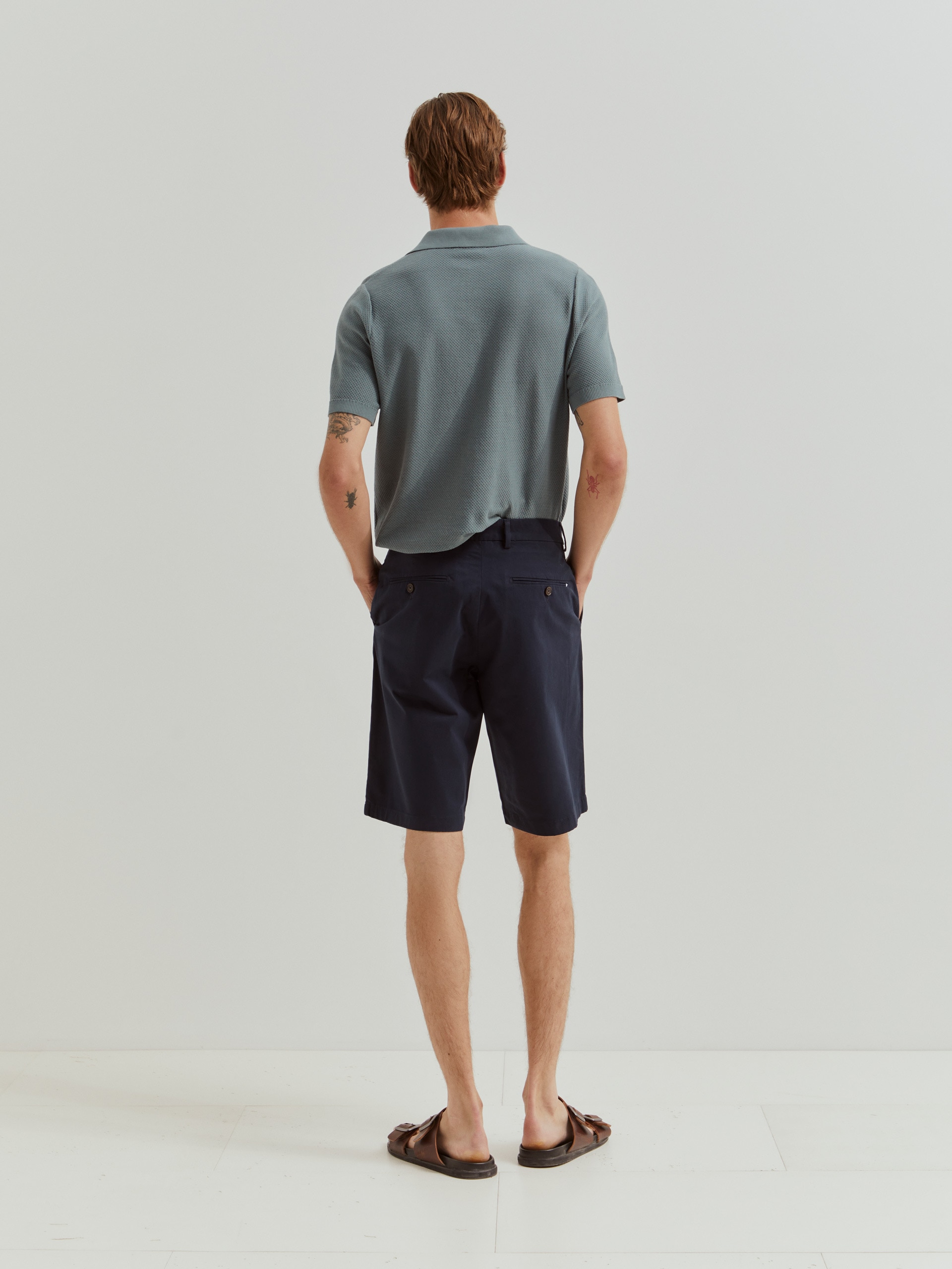 Bermudas de Algodão Azul-escuro-3