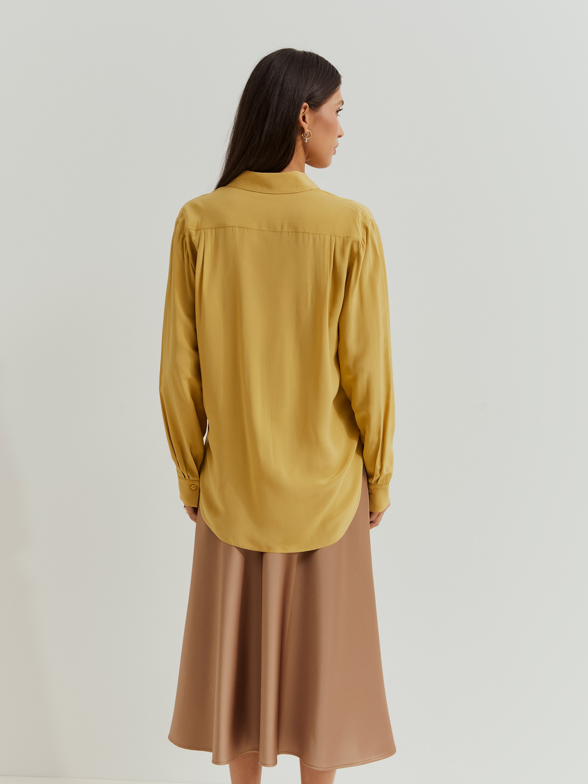 Camisa em Rayon em Amarelo Amarelo-3