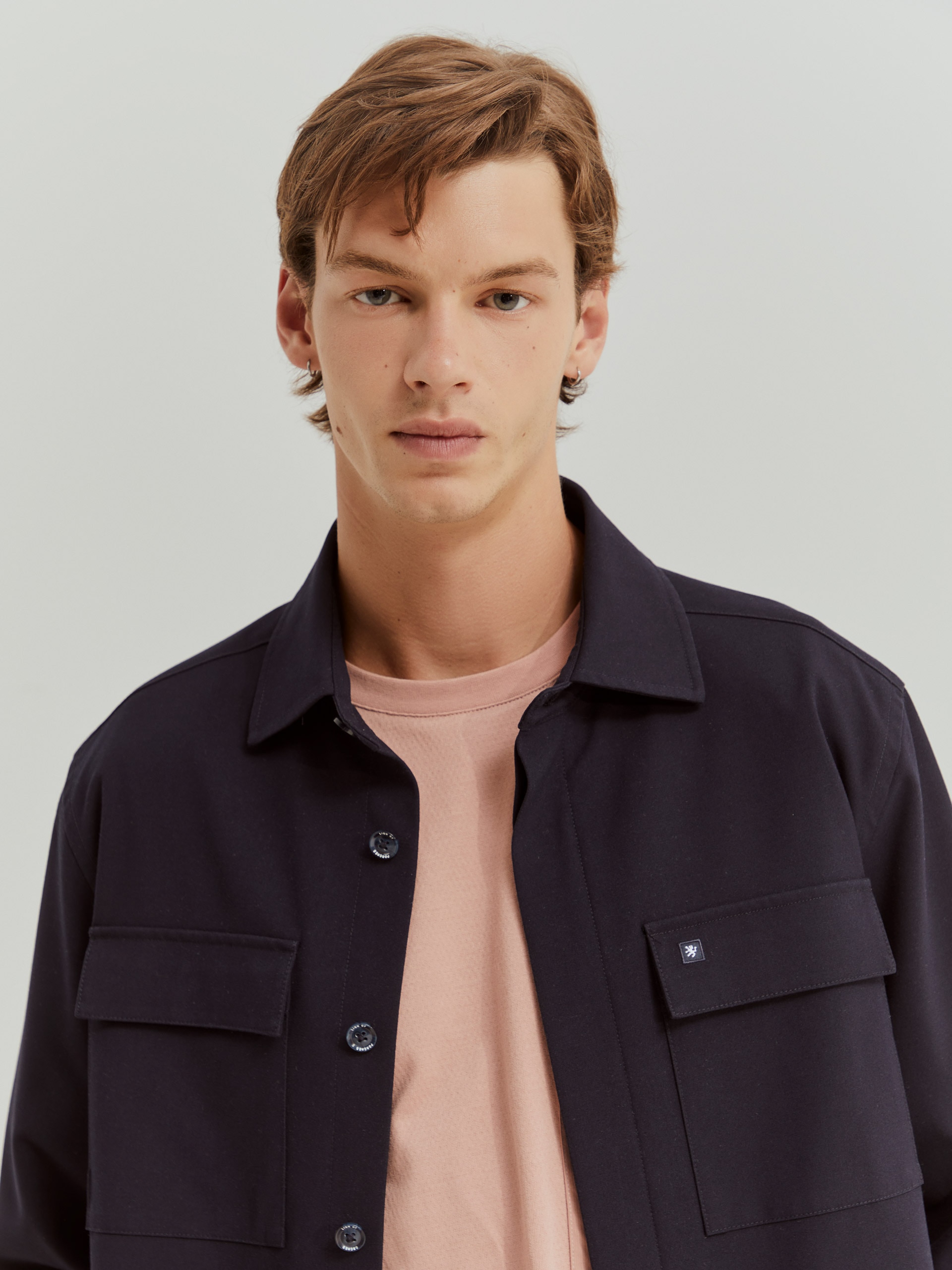 Sobrecamisa com Bolsos Azul-escuro-1