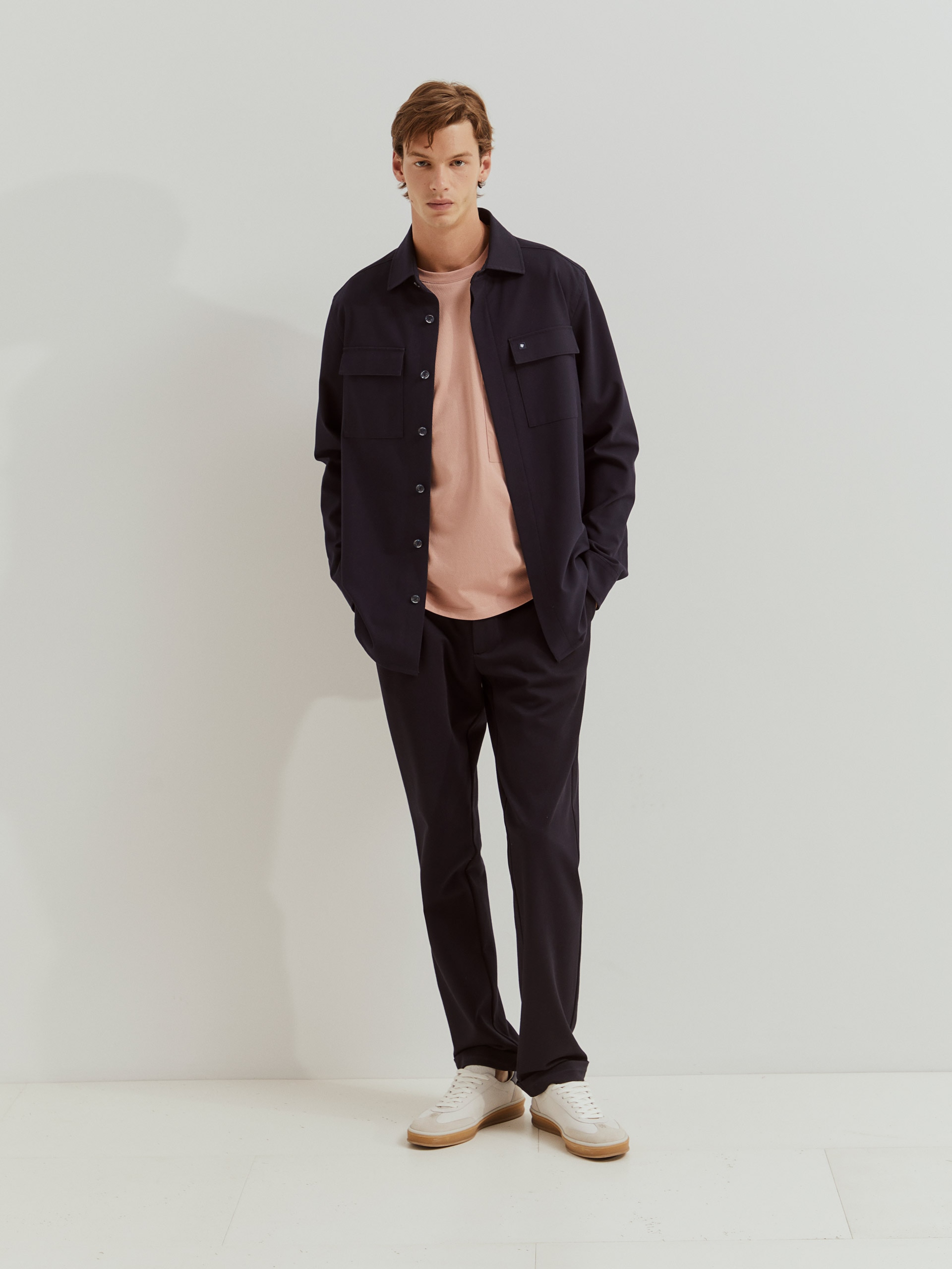 Sobrecamisa com Bolsos Azul-escuro-4