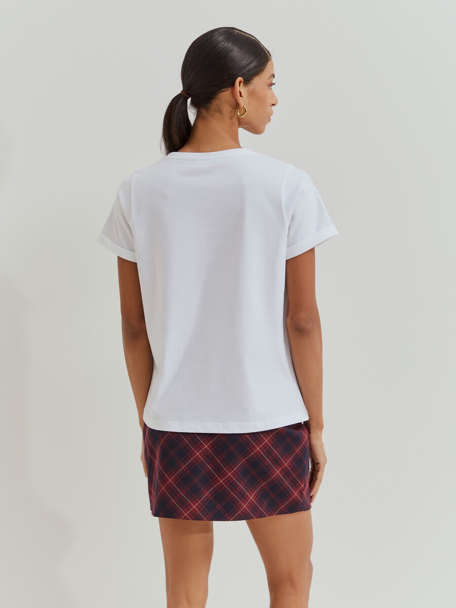 T-shirt com Estampado de Leão Branco-3