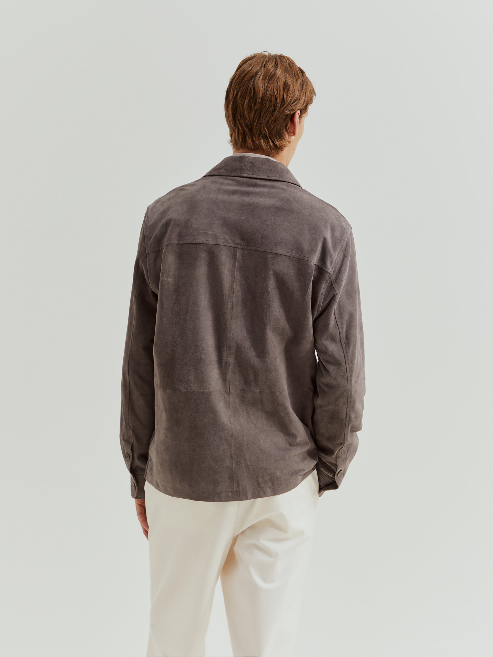 Casaco de Couro com Bolsos Castanho-3