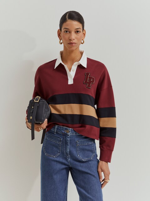 Imagem 0 de Polo de Manga Comprida Às Riscas