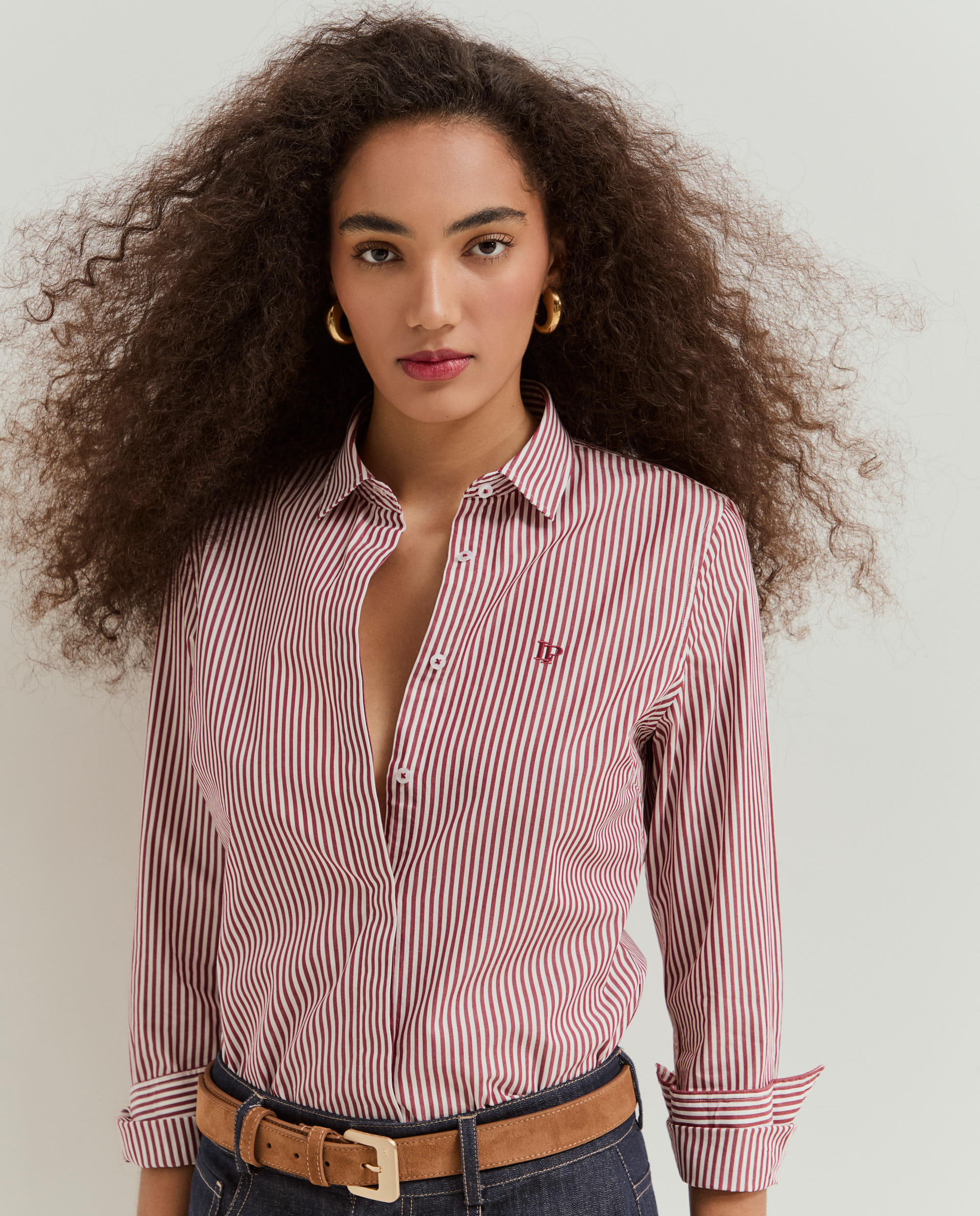 Camisa de riscas cintada Bordeaux-2