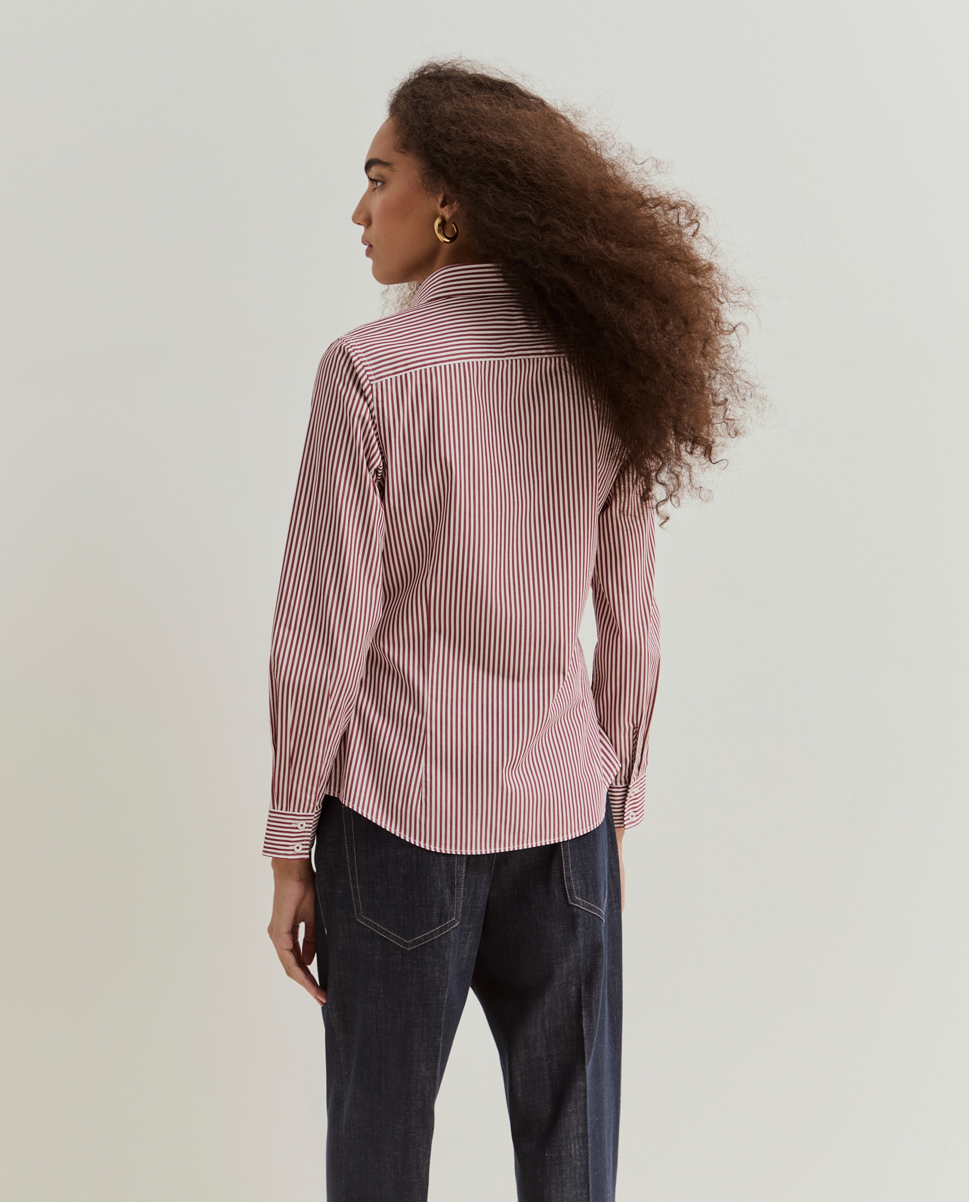 Camisa de riscas cintada Bordeaux-3