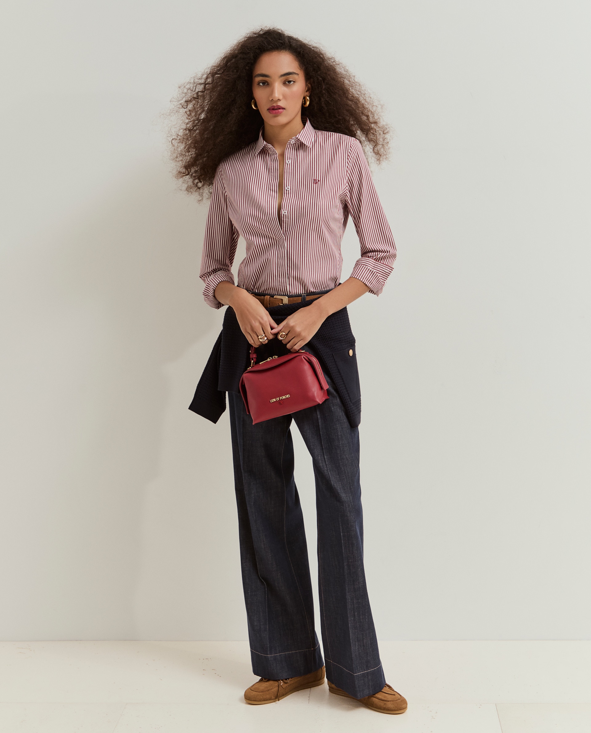 Camisa de riscas cintada Bordeaux-4